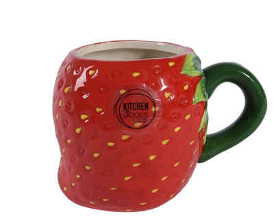 Decoris season decorations Becher, Keramik, Tasse Erdbeere Keramik 14cm Rot