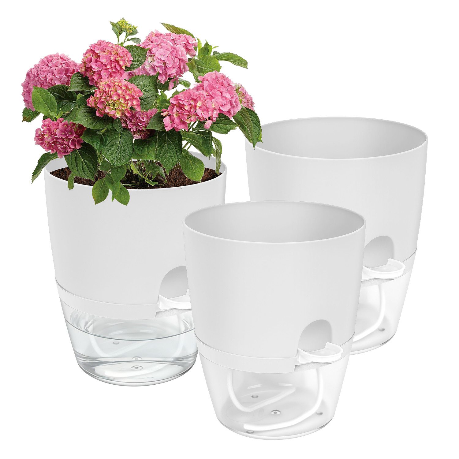 OSTWOLKE Kräutertopf mit Selbstbewässerung Blumentopf Fensterbank Kräutergarten 3er Set, Pflanzentopf Plantpot