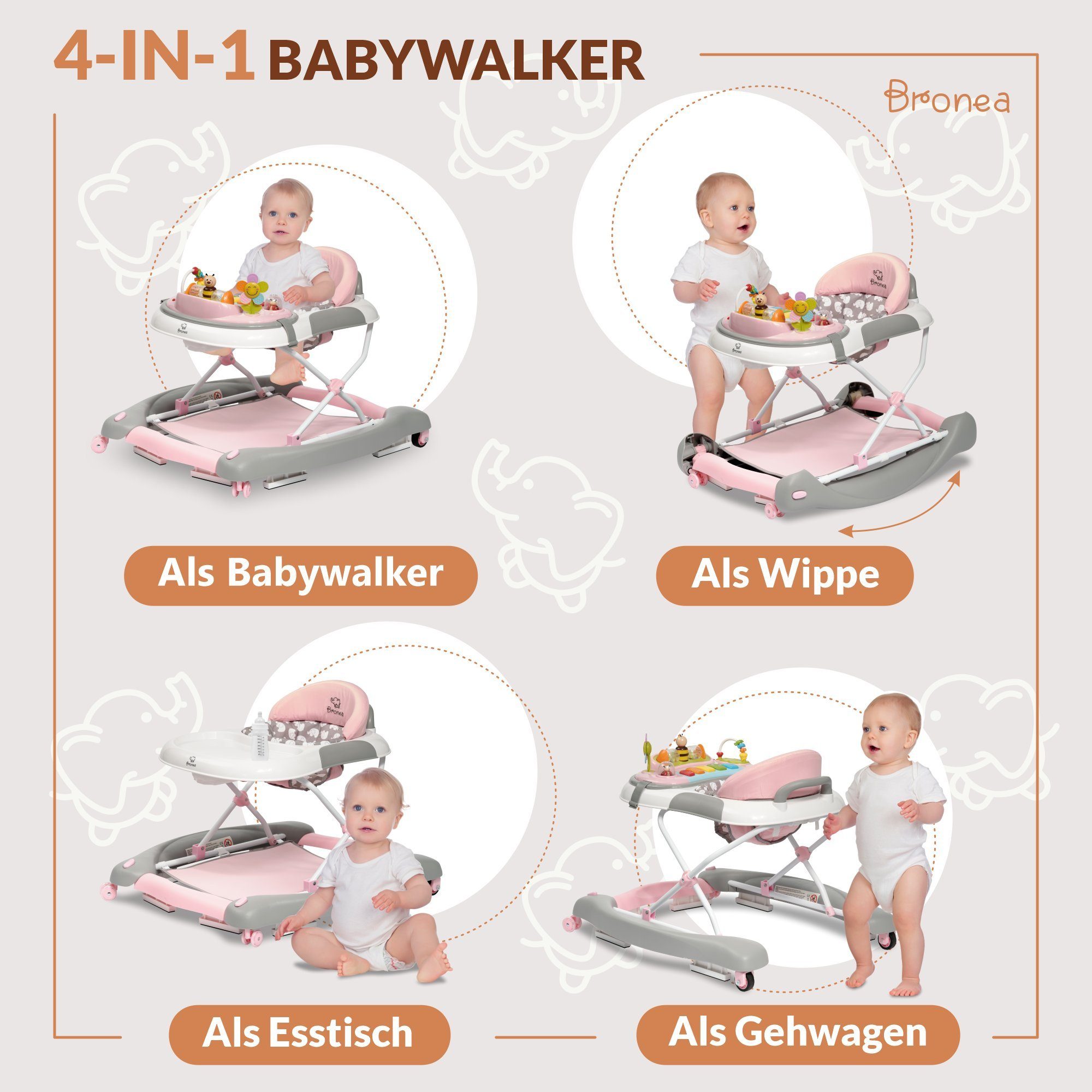 Bronea Lauflernhilfe 4in1 Gehfrei Baby Lauflernwagen Schaukel Lauflernhilfe günstig online kaufen