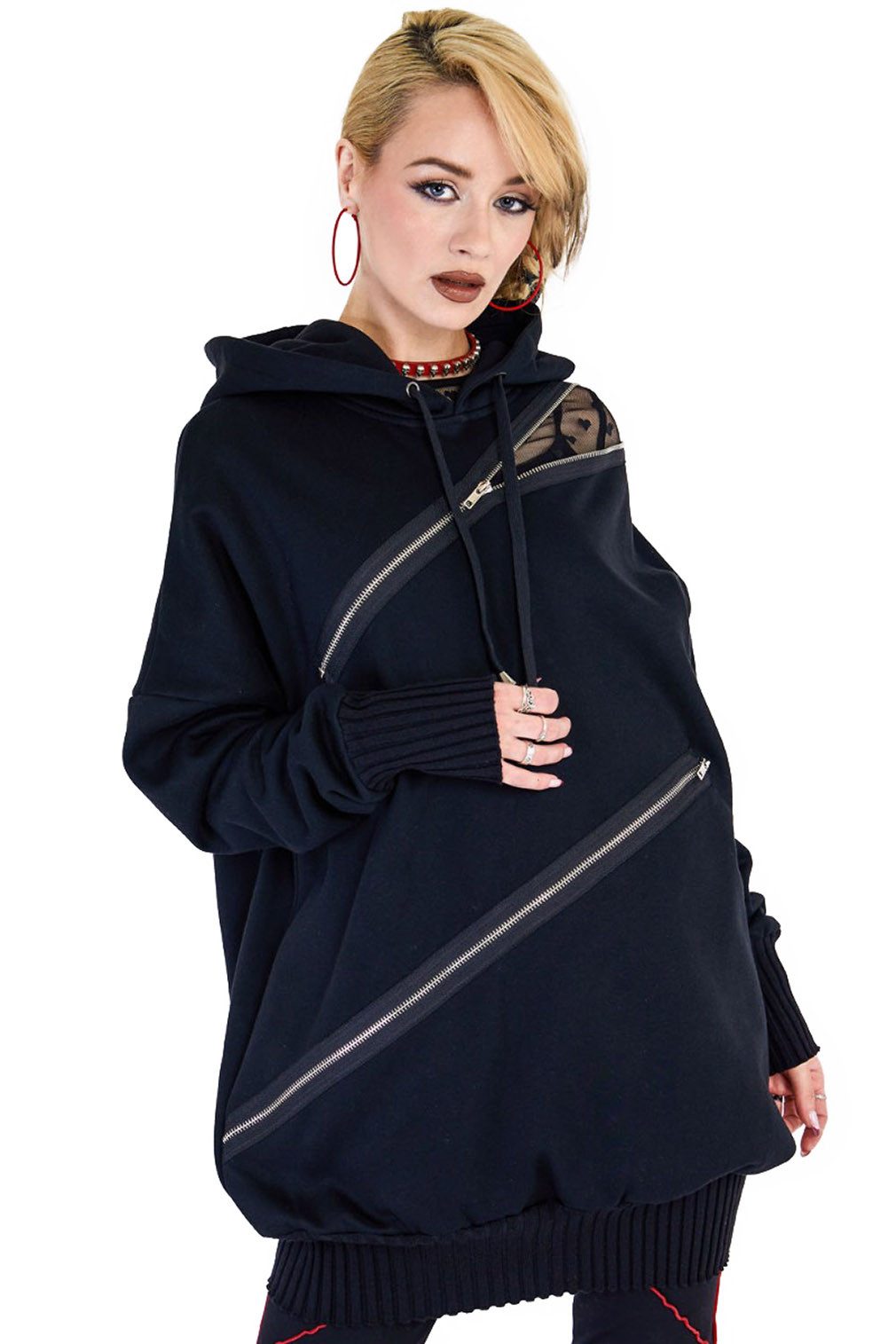 Jawbreaker Hoodie Zip Front Oversized Hoodie Punk Gothic Goth Grufti