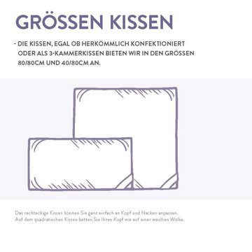 3-Kammer-Kopfkissen D1000, Schlafstil, Füllung: 100 % Gänsedaunen Außen), Bezug: 100 % Baumwolle, Hergestellt in Deutschland, allergikerfreundlich