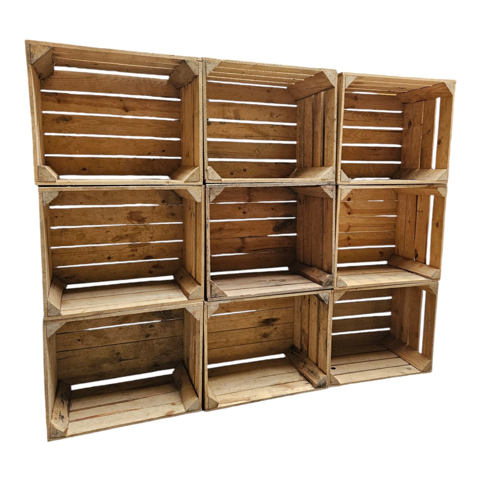 Teramico Übertopf Obstkisten 9er Set 50 x 40 x 30cm Vintage Natur, Vintage Obstkiste