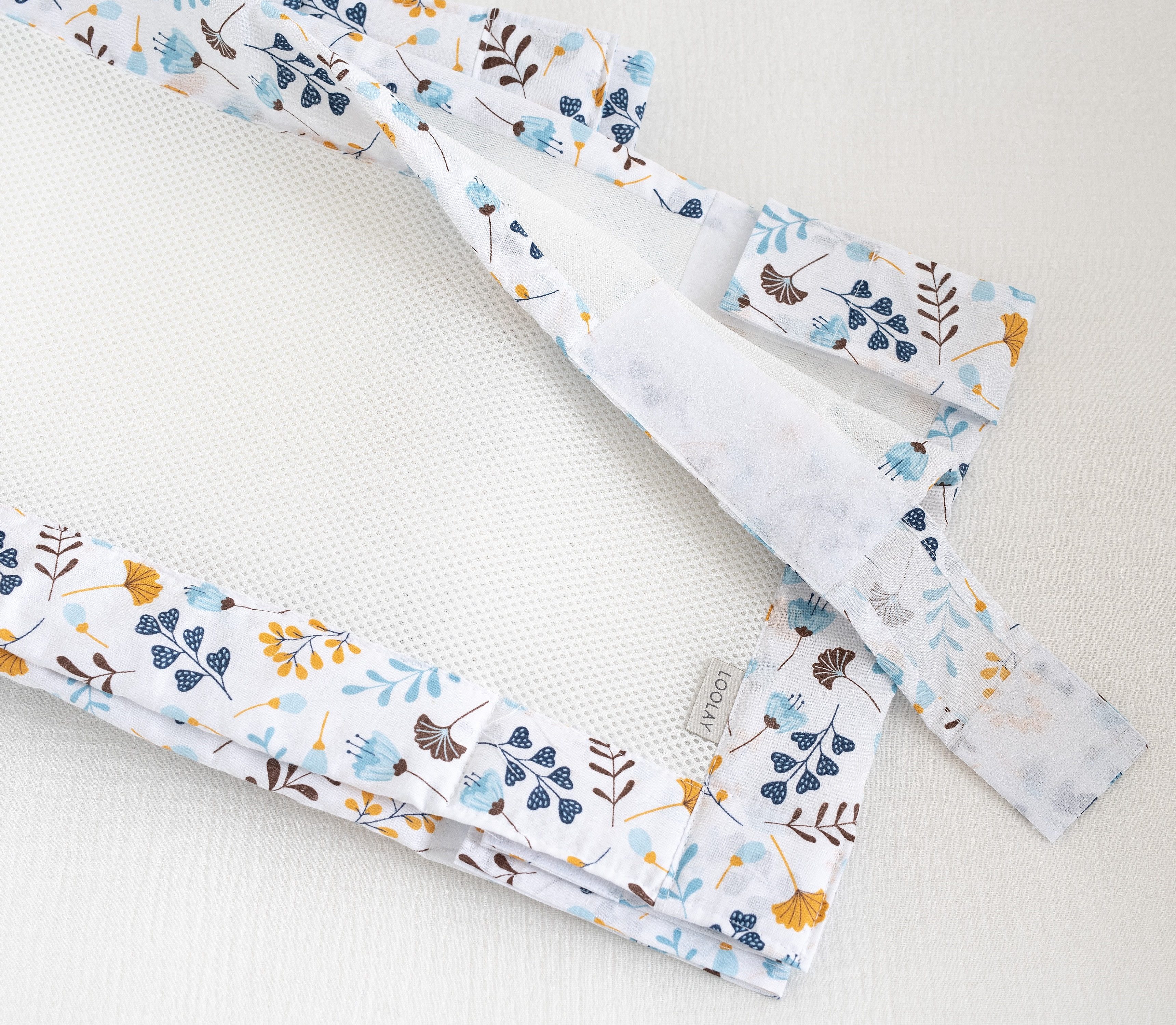 Bettnestchen Blumen BLAU Atmungsaktiv Netzstoff BETTUMRANDUNG für 140x70 o 120x60
