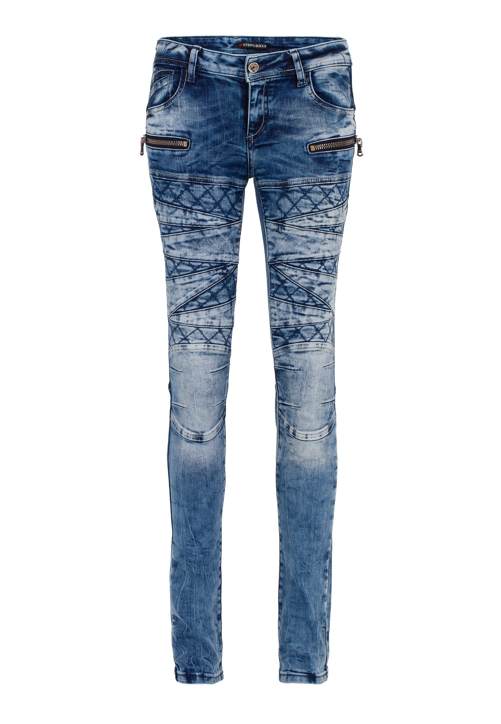 Cipo & Baxx Slim-fit-Jeans "Jeans" mit coolen Stickelementen, WD381 günstig online kaufen