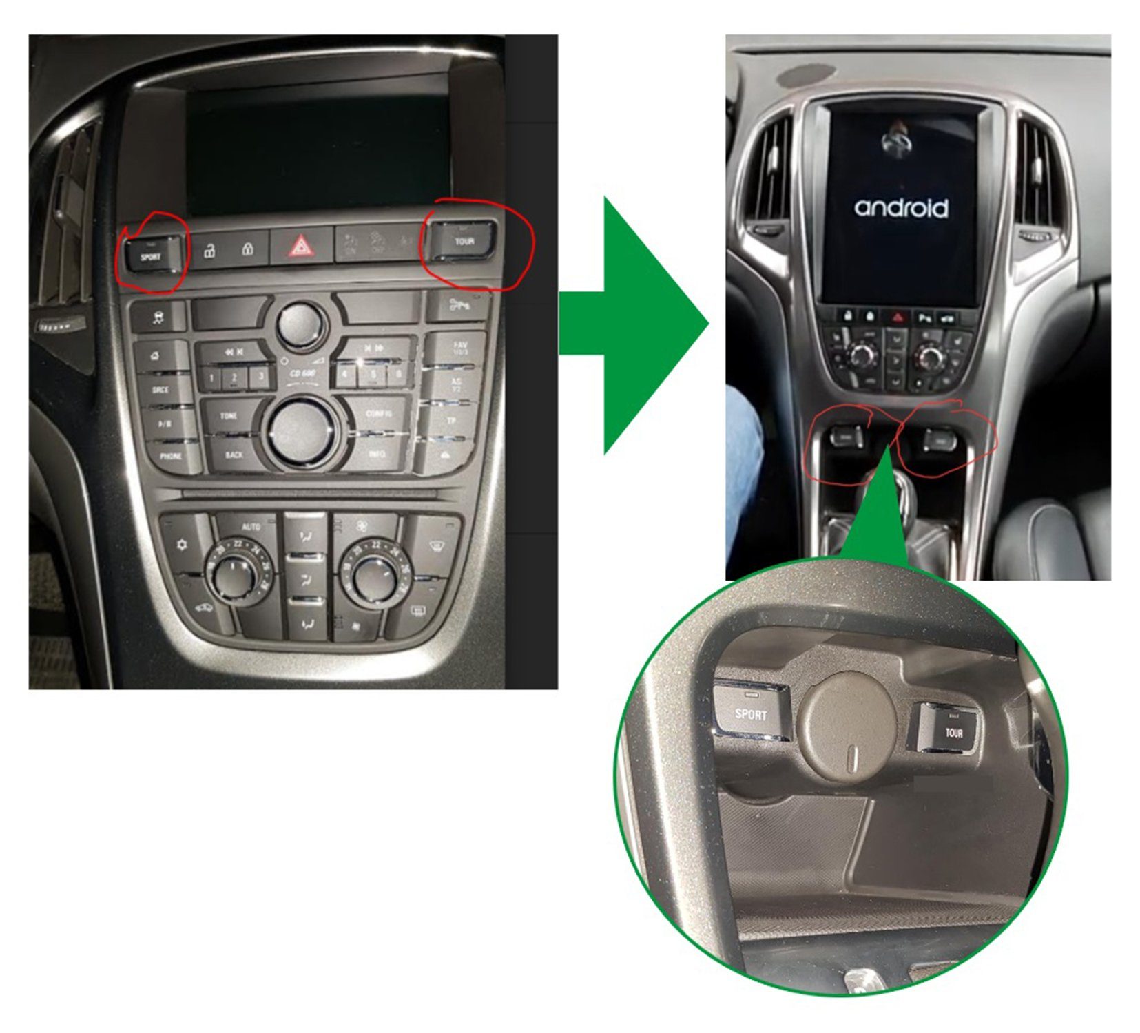 TAFFIO Für Opel Vauxhall Astra J 9,7" Touch Android Autoradio GPS CarPlay Einbau-Navigationsgerät