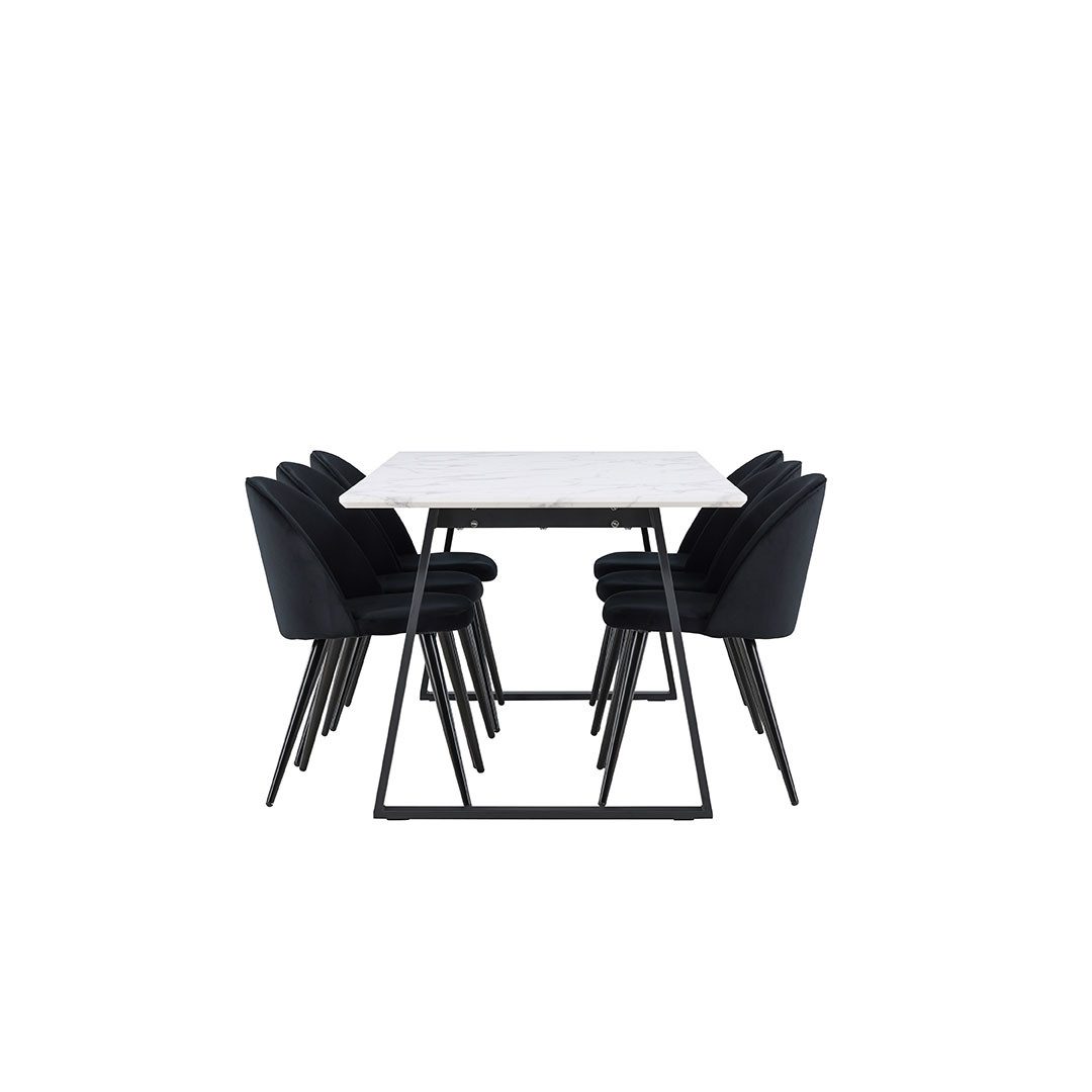 ebuy24 Essgruppe Malaga Essgruppe Esstisch 90x200cm weiß und 6 Skag, (7-tlg) – Bild 4 von 5