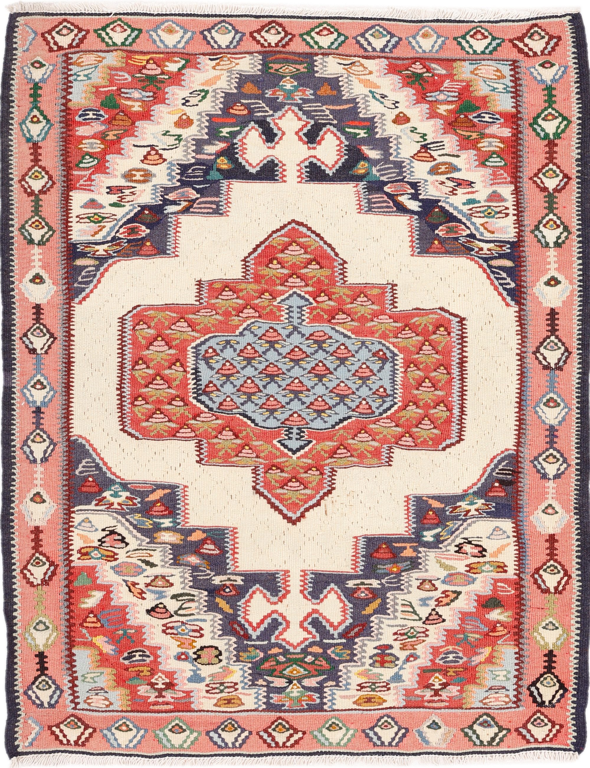 CABBEL Orientteppich Kelim Senneh Teppich 79x100 cm handgewebt Wolle Persien Unikat, rechteckig, Höhe: 4 mm, Unikat; handgewebt; beidseitig nutzbar