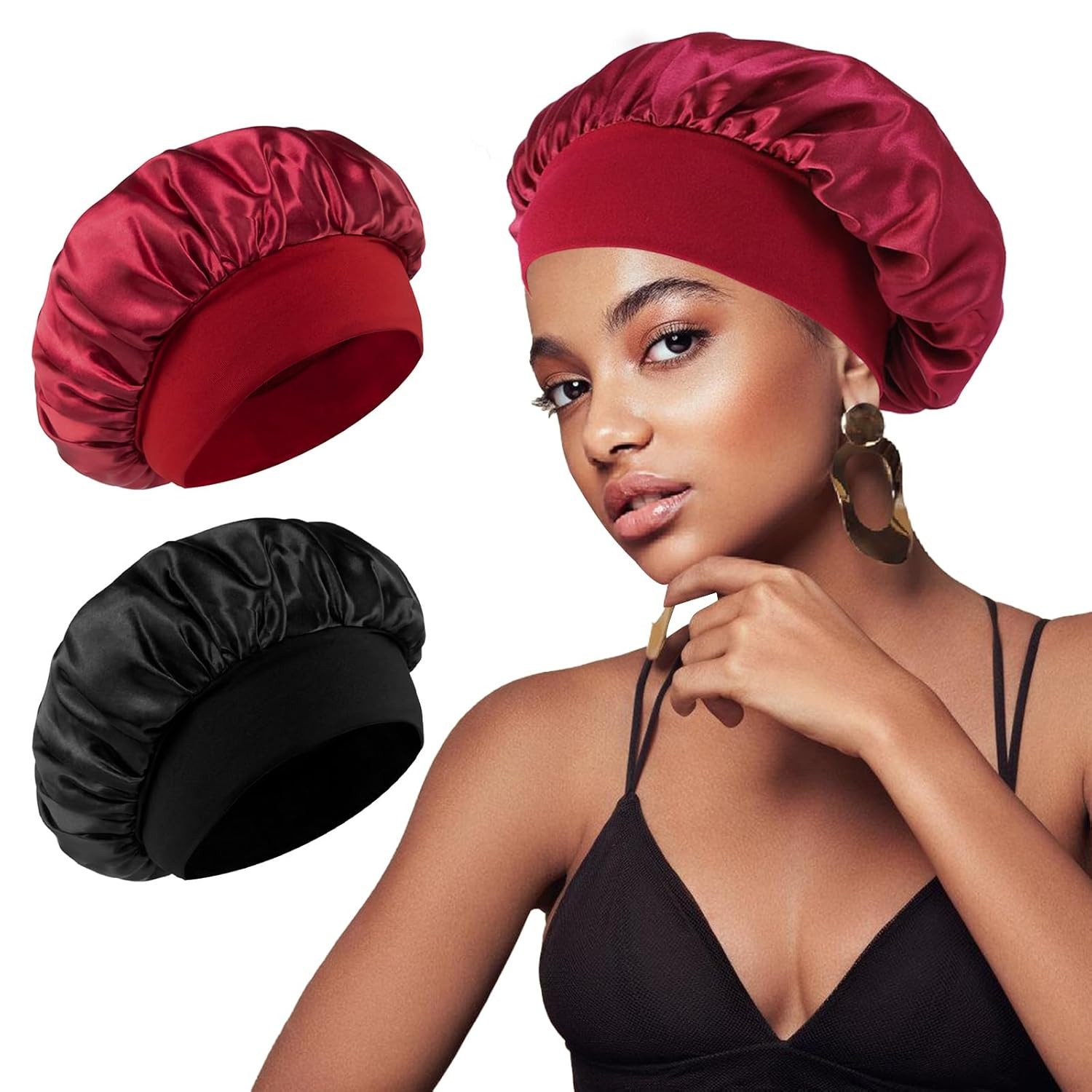 Coonoor Duschhaube 2/4 Stück Haarhaube Bonnet Verstellbarem Schlafhaube für Damen Herren