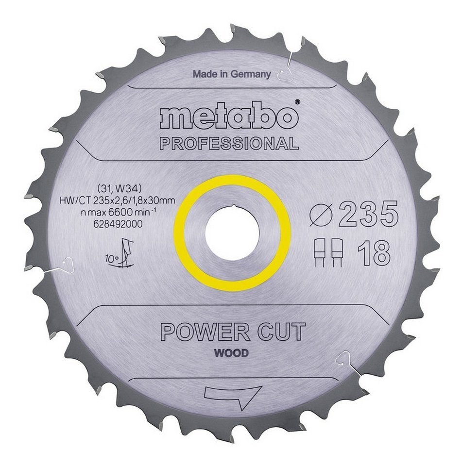 metabo Kreissägeblatt, "power cut wood - professional", 235 x 30 mm, Zähnezahl 18