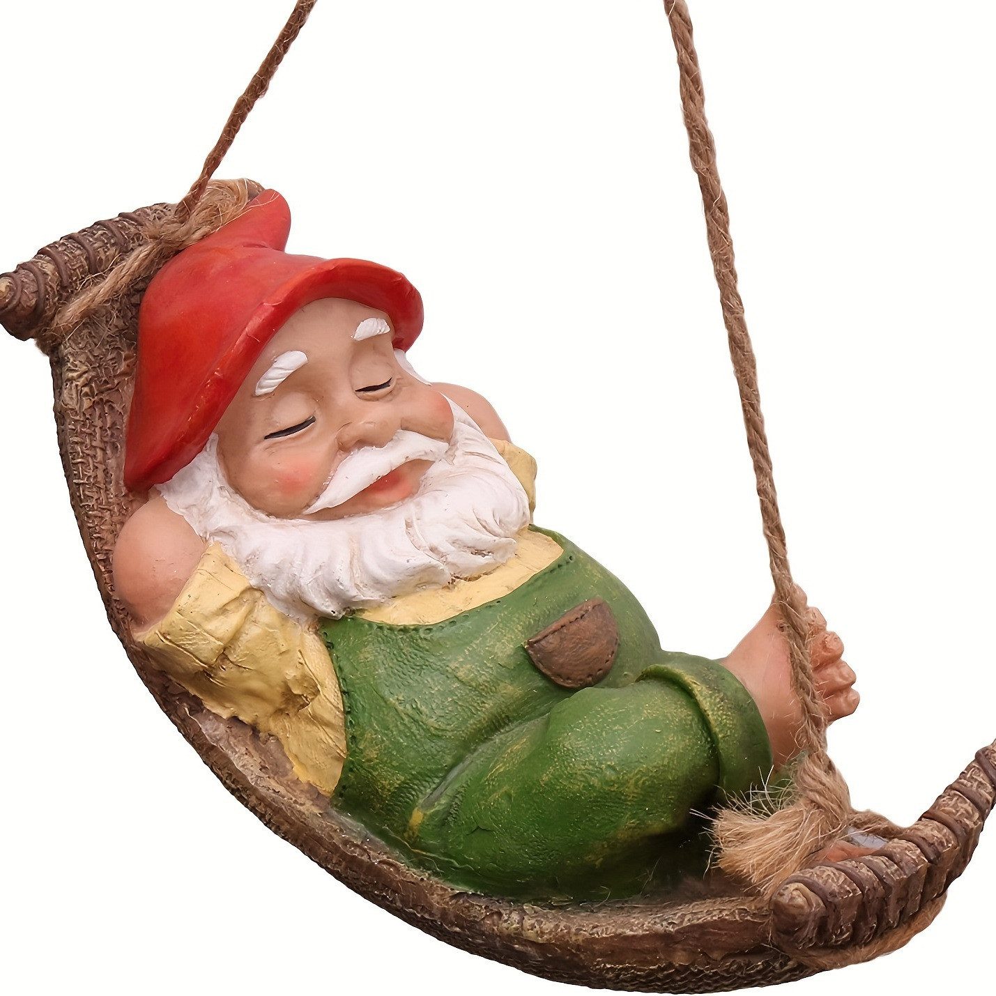 FOUORTUNATE-BEE Gartenzwerg Liegender Zwerg Gartenzwerg Gartendeko für Draußen Gartenfigur, (1 St), aus Hängematte Kunstharz Wasserdicht Gartenwichtel Figur