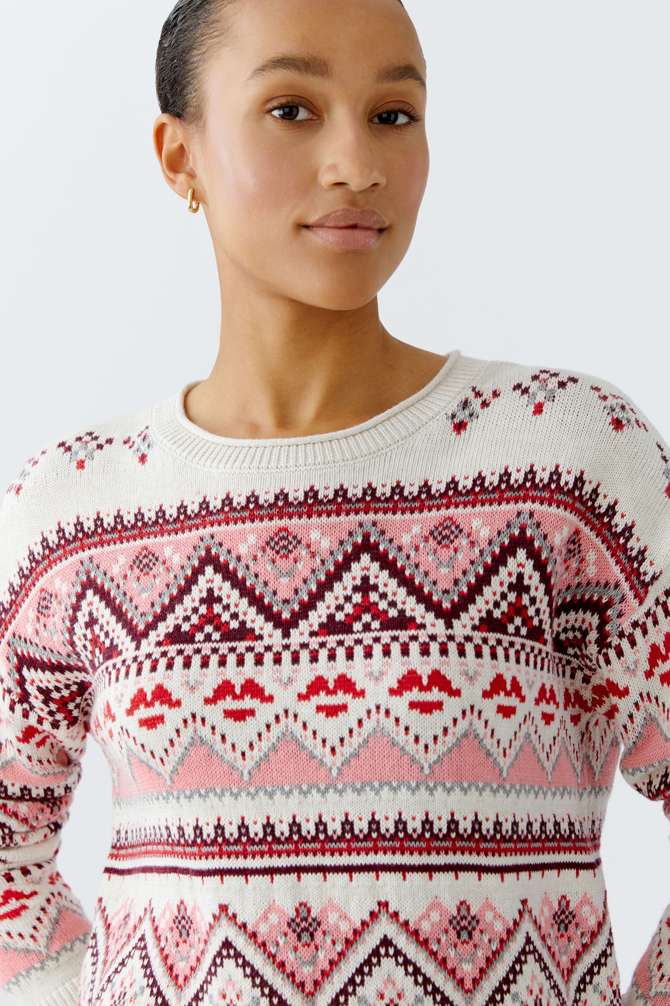 Oui Norwegerpullover Oui Pullover im modernem Shape - Norwegermuster (1-tlg)
