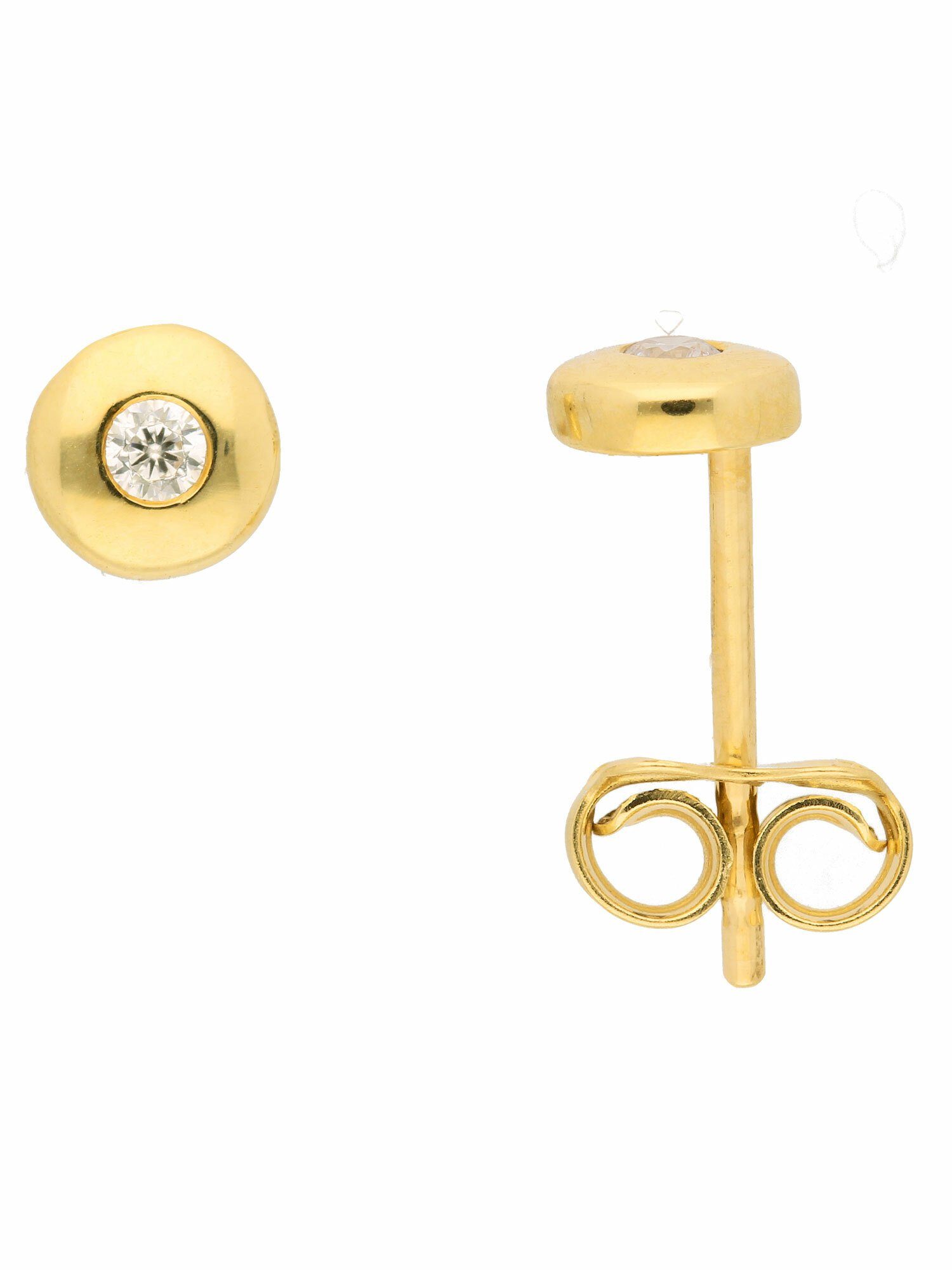 Damen Schmuck Adelia´s Paar Ohrhänger 1 Paar 585 Gold Ohrringe / Ohrstecker mit Zirkonia Ø 5 mm, 585 Gold Goldschmuck für Damen