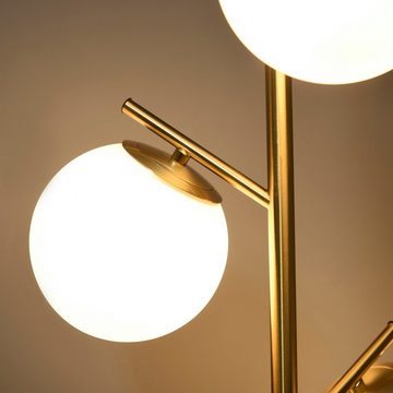 HOMCOM Stehlampe Standlampe mit 3 E27 Fassungen, Stehleuchte aus Stahl und Glas, mehrere Helligkeitsstufen, ohne Leuchtmittel, Fußschalter