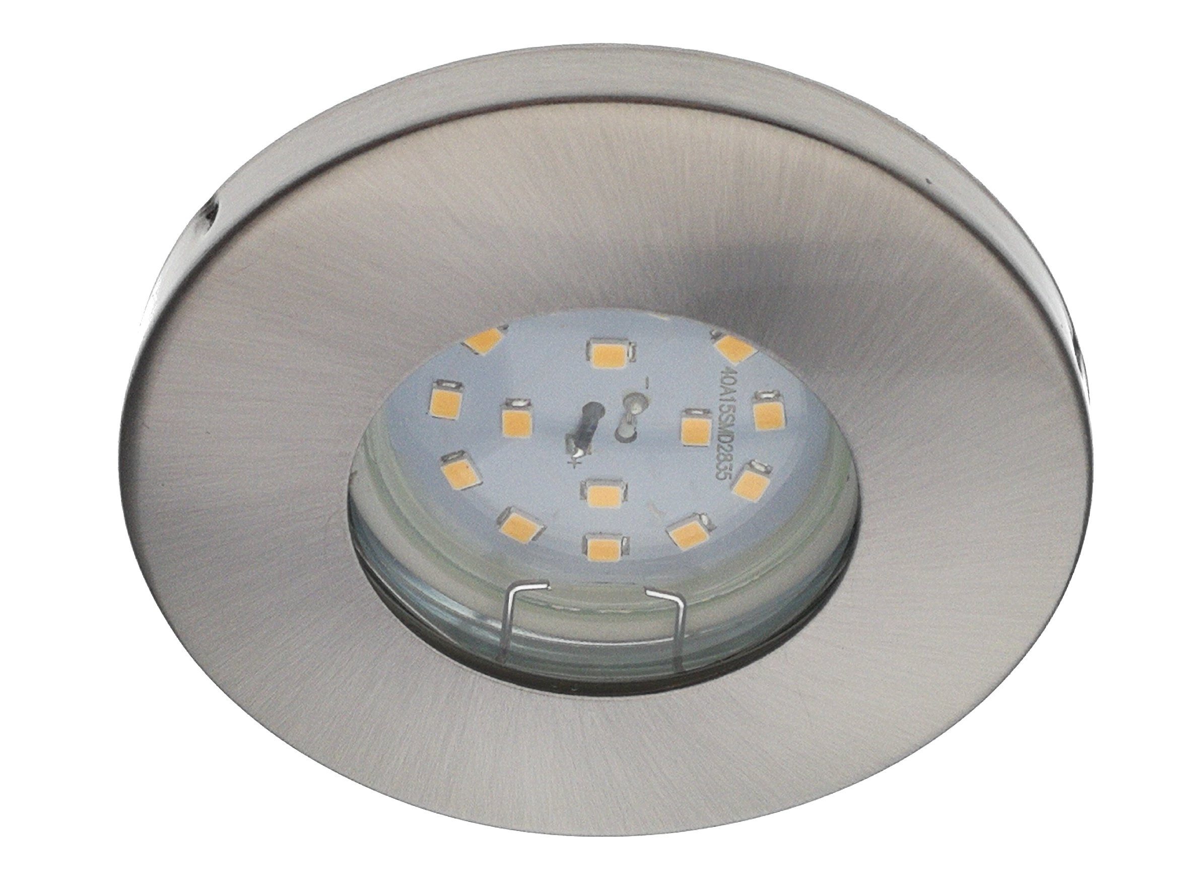 TRANGO LED Einbauleuchte, 6er Set IP65 LED Einbaustrahler 6729IP65-062GUSDAK in Edelstahl gebürstet inkl. 6x 5 Watt 3-Stufen dimmbar GU10 LED Leuchtmittel 3000K warmweiß Bad, Außen, Einbauspot, Deckenleuchte, Deckenspots