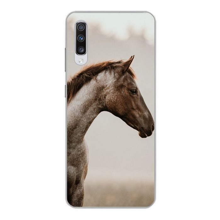 MuchoWow Handyhülle Pferd - Nebel - Natur Phone Case Handyhülle Samsung Galaxy A70 Silikon Schutzhülle