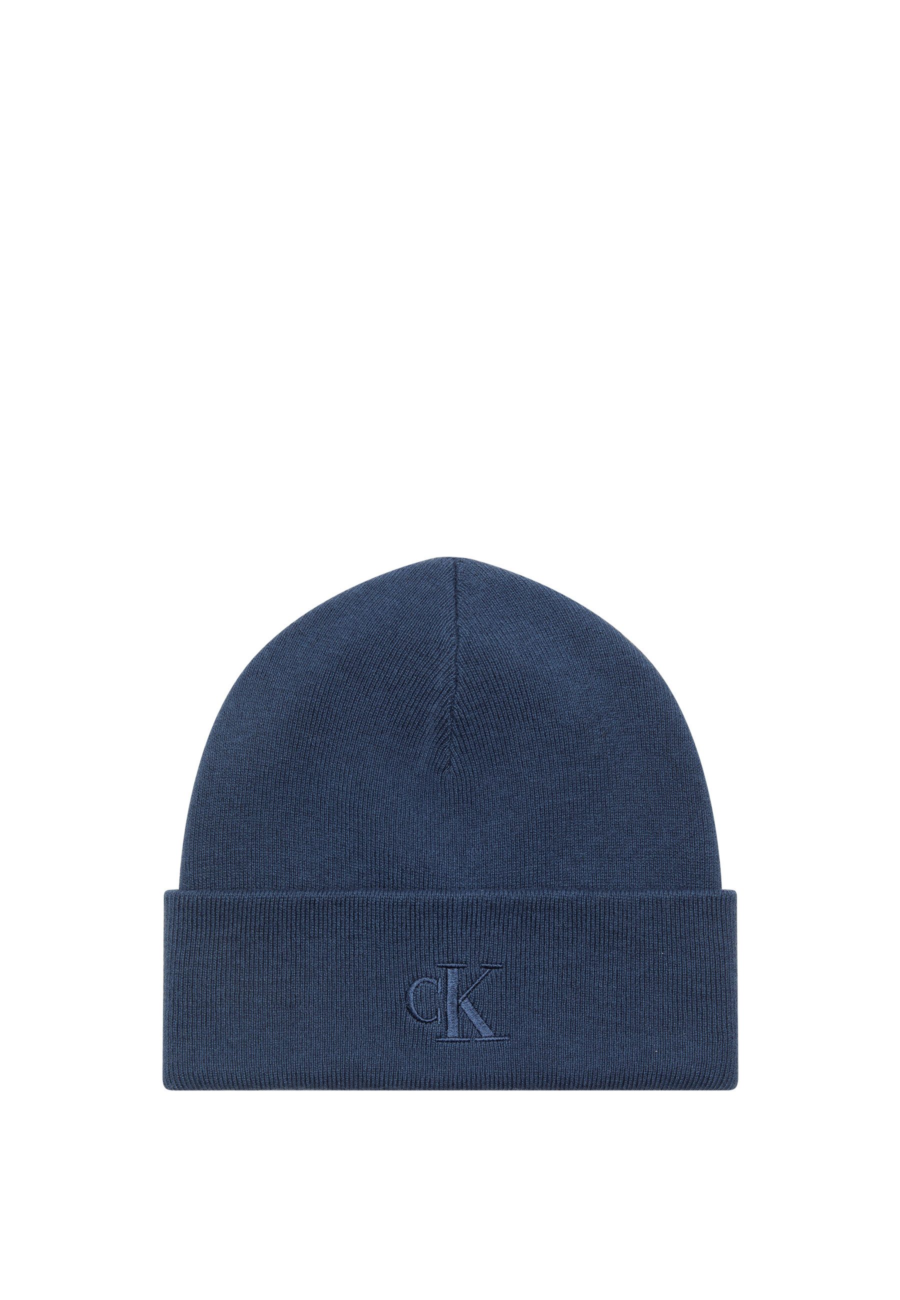 Calvin Klein Strickmütze CK FINE RIB BEANIE mit Markenlogo günstig online kaufen