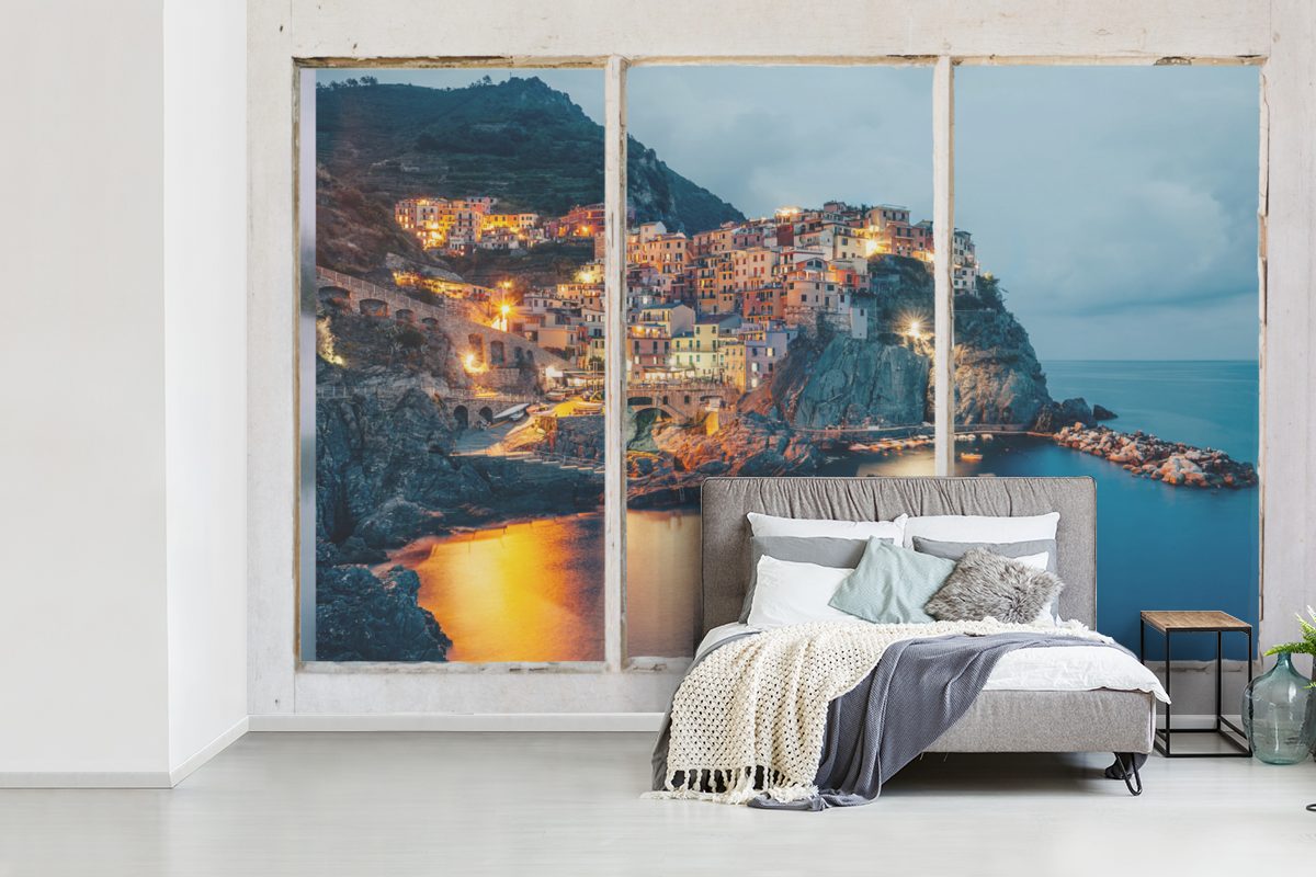Tapete Schlafzimmer, (6 Matt, Fototapete Kinderzimmer, St), Meer bedruckt, - Italien, Vinyl Aussicht - Wohnzimmer, MuchoWow Wallpaper für