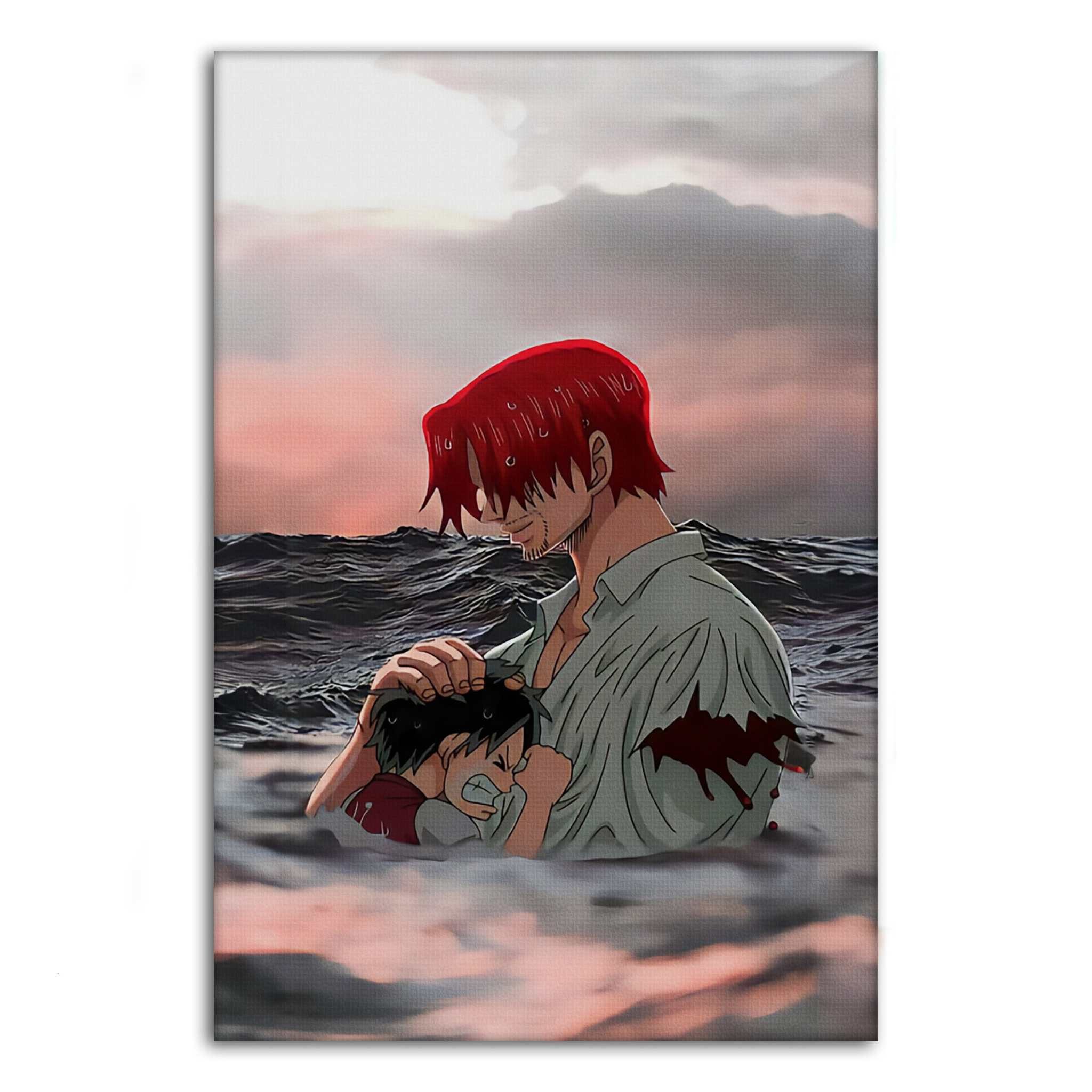 Wanddekoobjekt Shanks & Luffy - One Piece - Anime Leinwandbild
