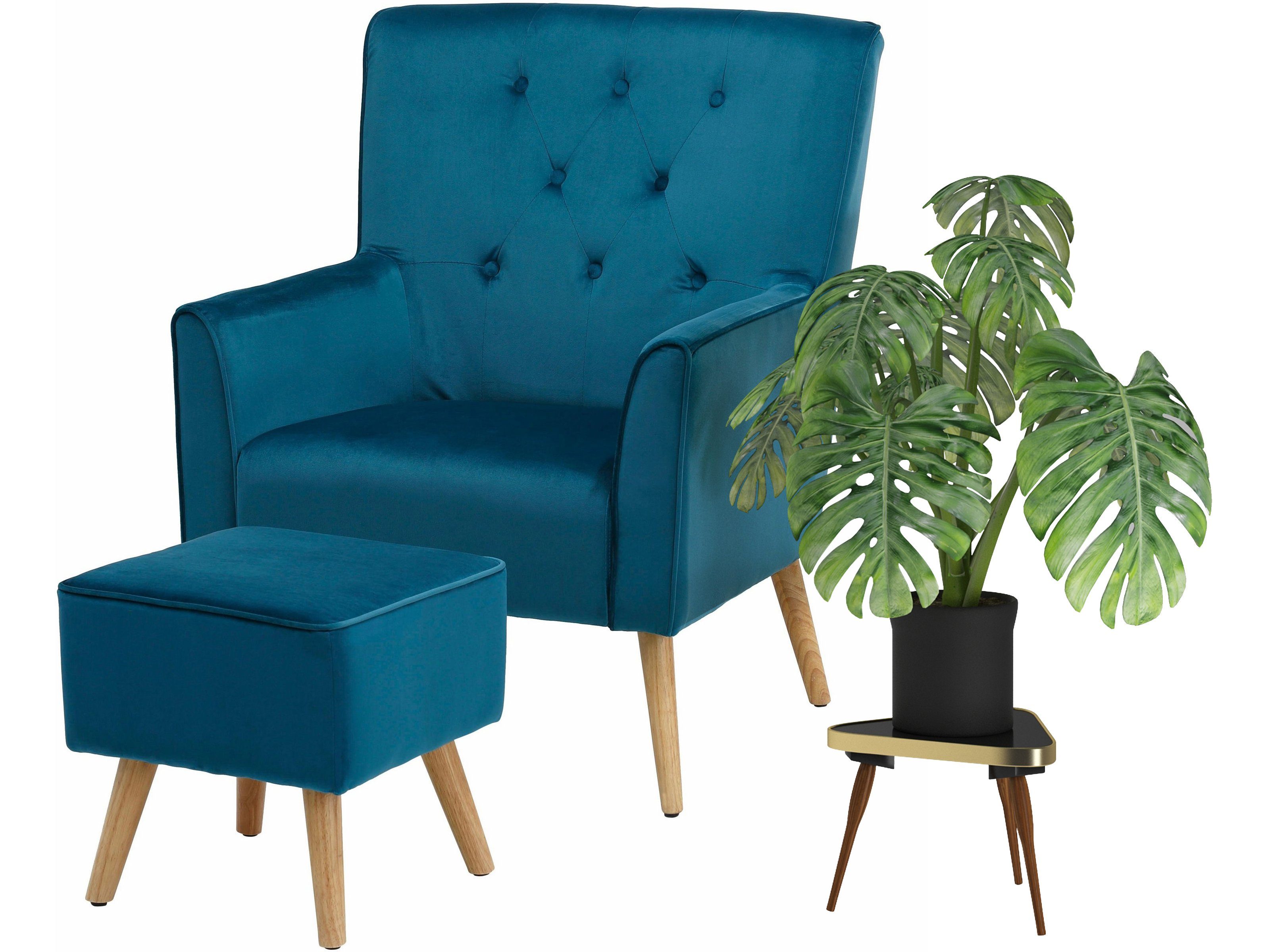 Sessel Stuhl Materialien Hocker), Farben Mike Erhältlich verschiedenen mit in loft24 und petrol (Set und