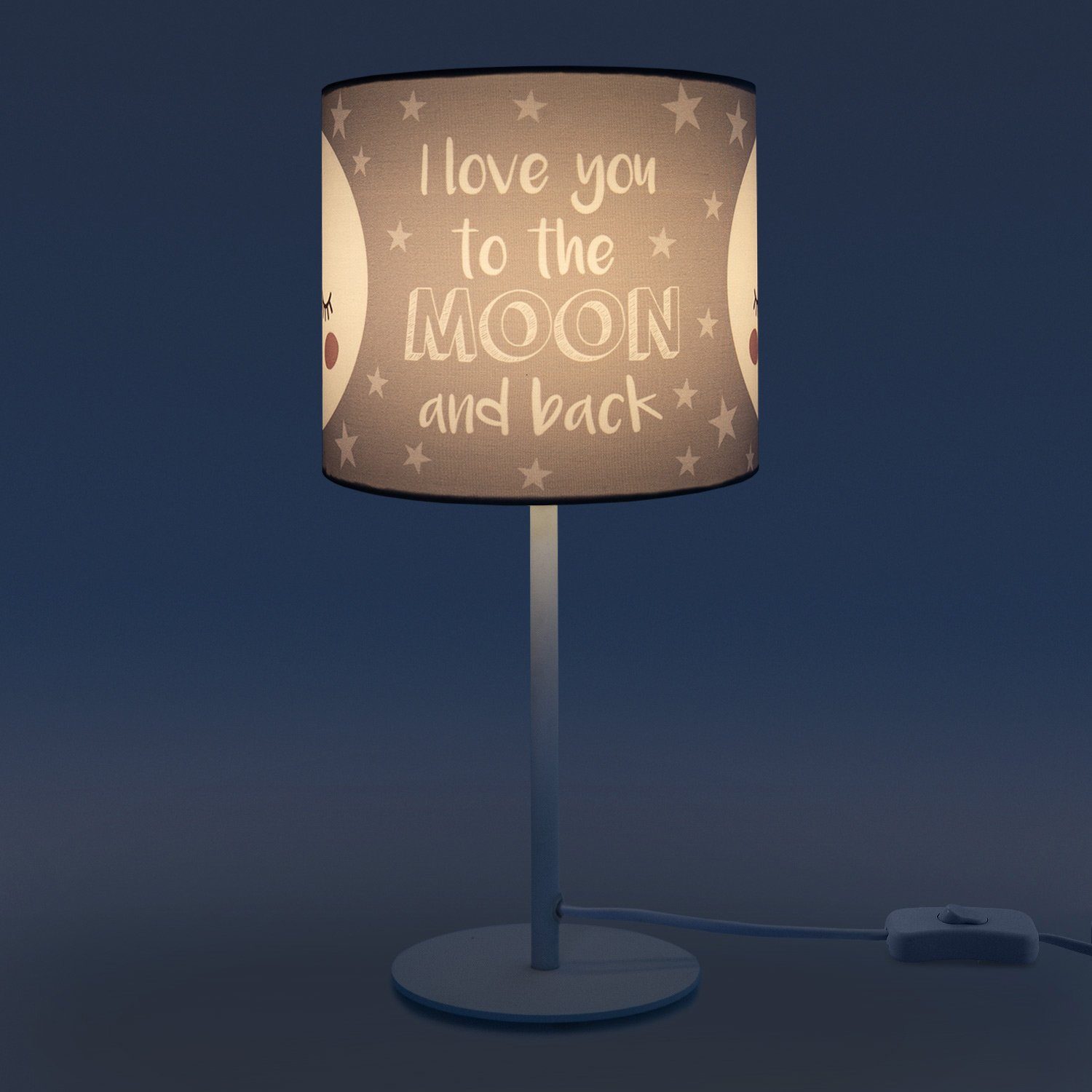 E14 Leuchtmittel, Paco LED Home Aleyna Lampe Mond-Motiv, mit Kinderlampe 103, ohne Tischleuchte Kinderzimmer Tischleuchte