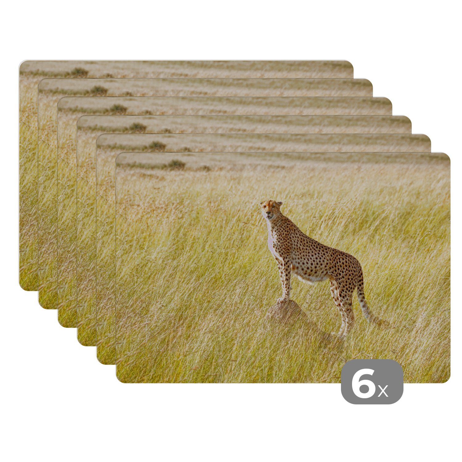 Platzset, Gepard in der Masai Mara, MuchoWow, (6-St), Platzset, Platzdecken, Platzmatte, Tischmatten, Schmutzabweisend