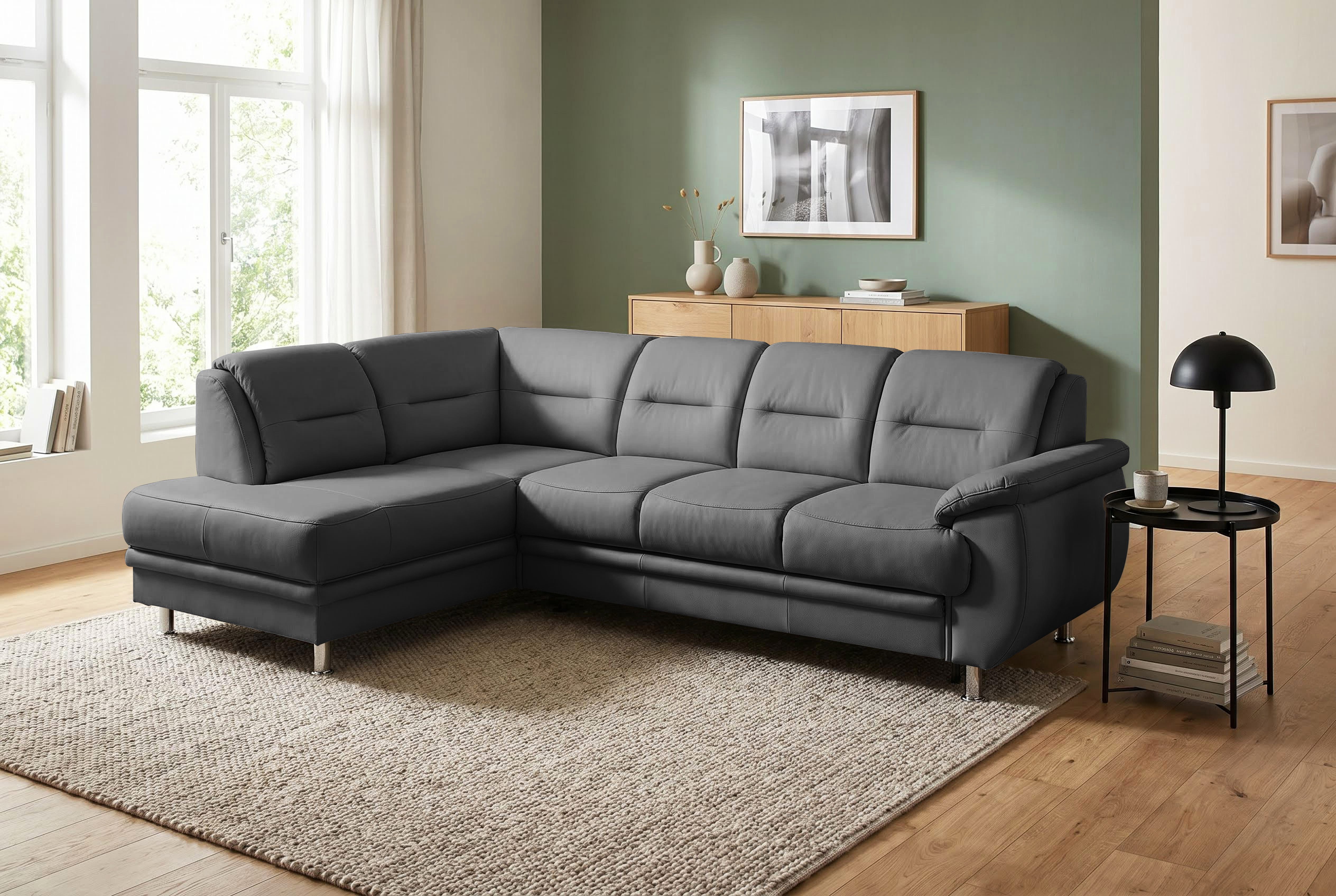 sit&more Ecksofa Mailand L-Form, B: 250 cm, Komfortsitzhöhe 46 cm, optional Schlaffunktion, Eckcouch in Kunstleder & Stoff