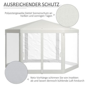 Outsunny Pavillon, mit 6 Seitenteilen, (Gartenzelt, Festzelt), Polyester Metall Creme