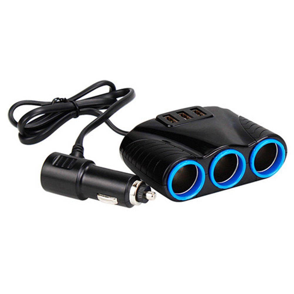 Bolwins I47C 3 Fach Zigarettenanzünder Verteiler Auto Mehrfach Ladegerät USB KFZ-Netzteil (3-fach Zigarettenanzünder-Verteiler, 3× USB-Ladeanschlüsse (3,1A)