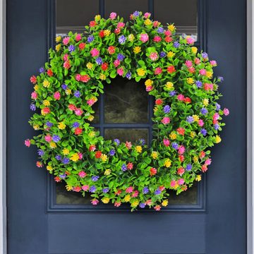 Kunstgirlande Frühlingshafter bunter dekorativer Blumenkranz aus Kunstblumen, Coonoor, Ganzjährig nutzbar, langanhaltend im Trend, Dekorative Wohnaccessoires