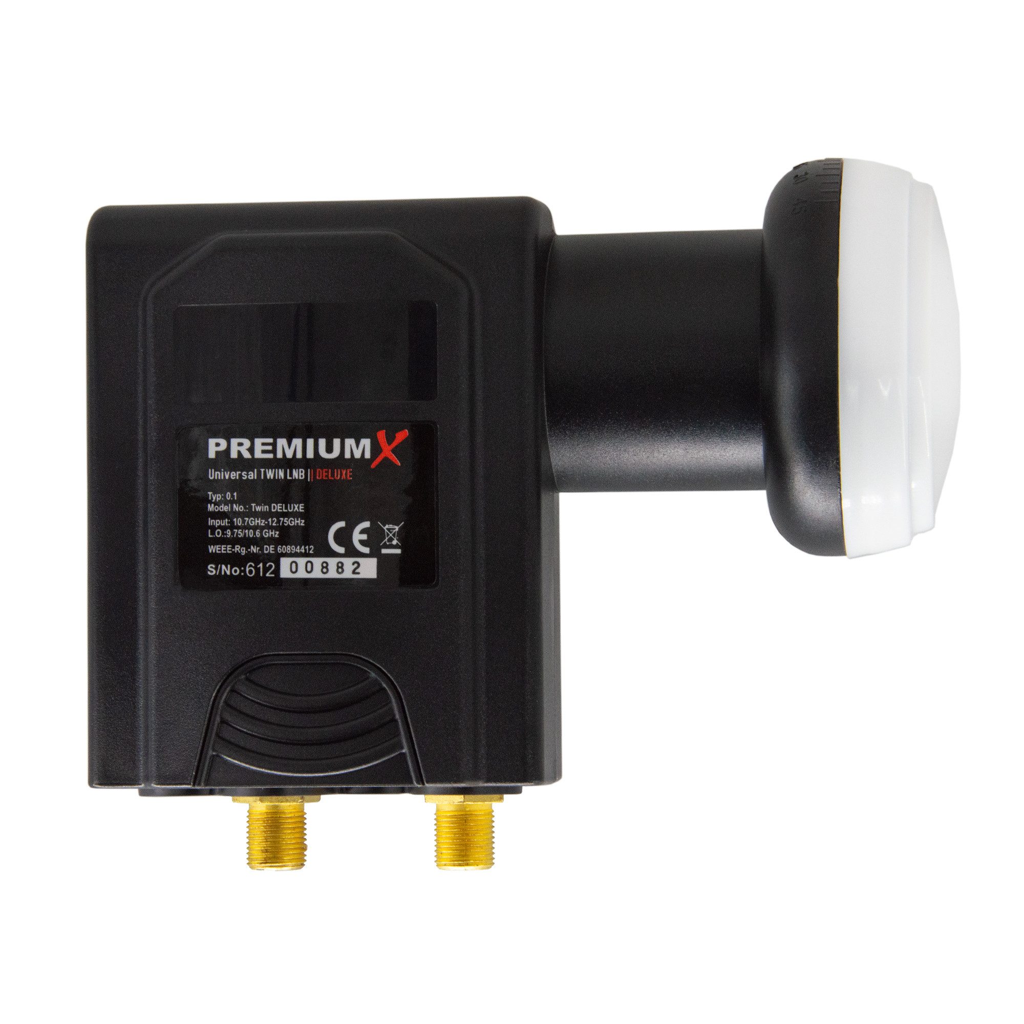 PremiumX Deluxe Twin LNB PLL SAT für 2 Teilnehmer DVB-S2 HD UHD 4K Monoblock-LNB