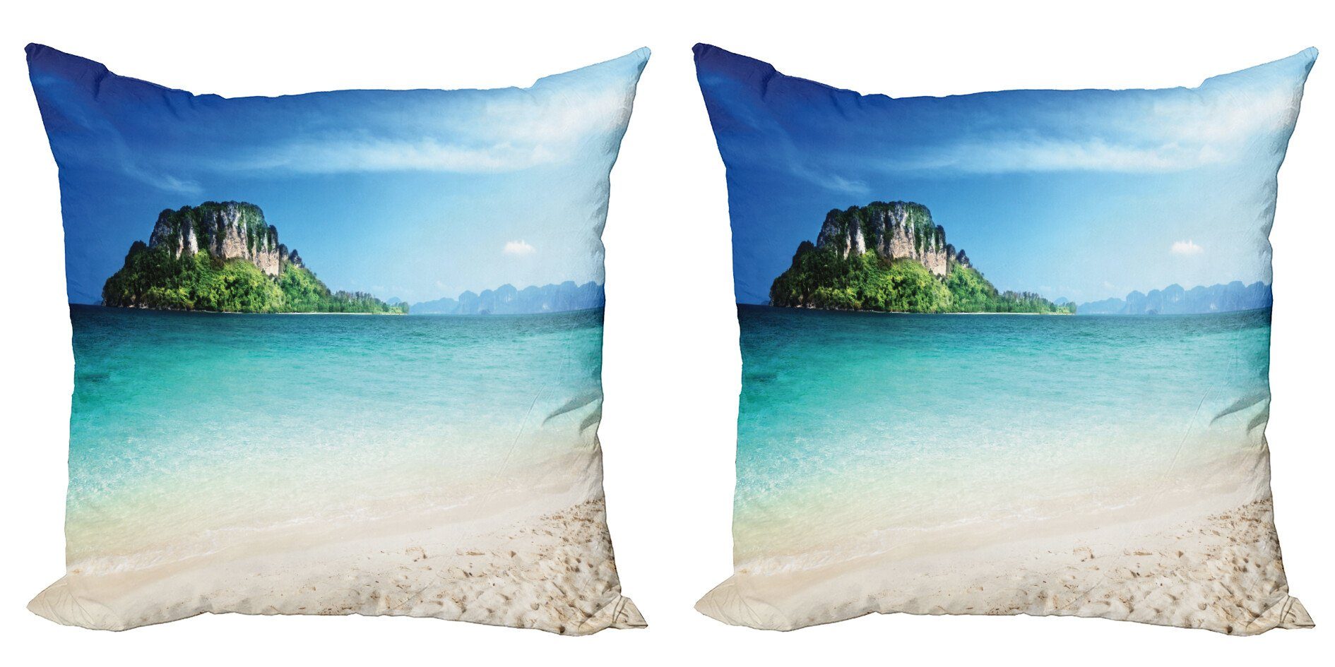 Tropic Abakuhaus Accent Digitaldruck, Stück), (2 Modern Strand Insel-Landschaft Doppelseitiger Kissenbezüge