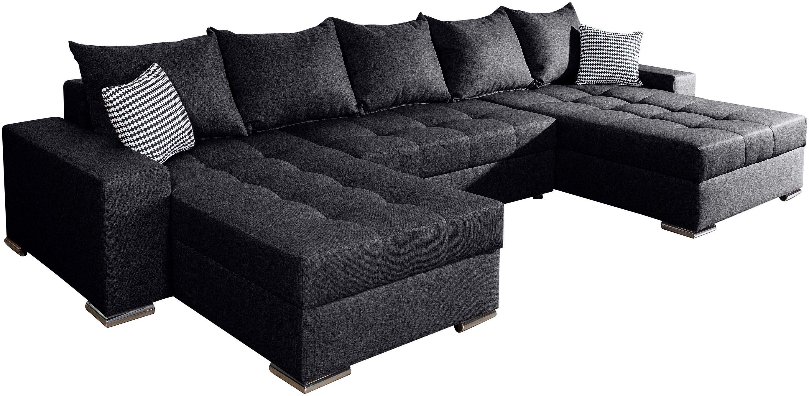 COLLECTION AB Wohnlandschaft Josy XXL U-Form, B: 333 cm, mit 2 Recamieren 77 & 97 cm, Bettfunktion, Bettkasten & 2 Zierkissen, Federkern