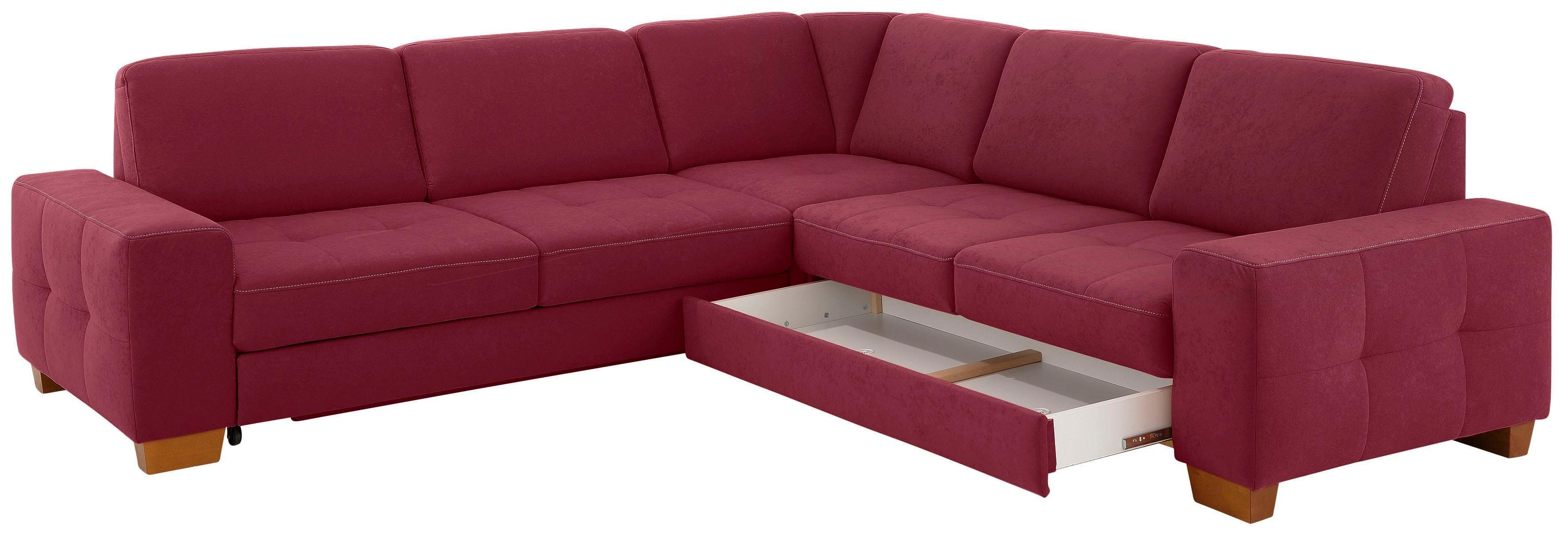 OTTO home Ecksofa Puccini L-Form, mit Federkern, Sitztiefenverstellung, Kontrastnaht