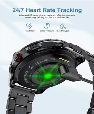 Lige Smartwatch (1,32 Zoll, iOS / Android), Herren Mit Telefonfunktion Smart Watch Herzfrequenz iOS Android