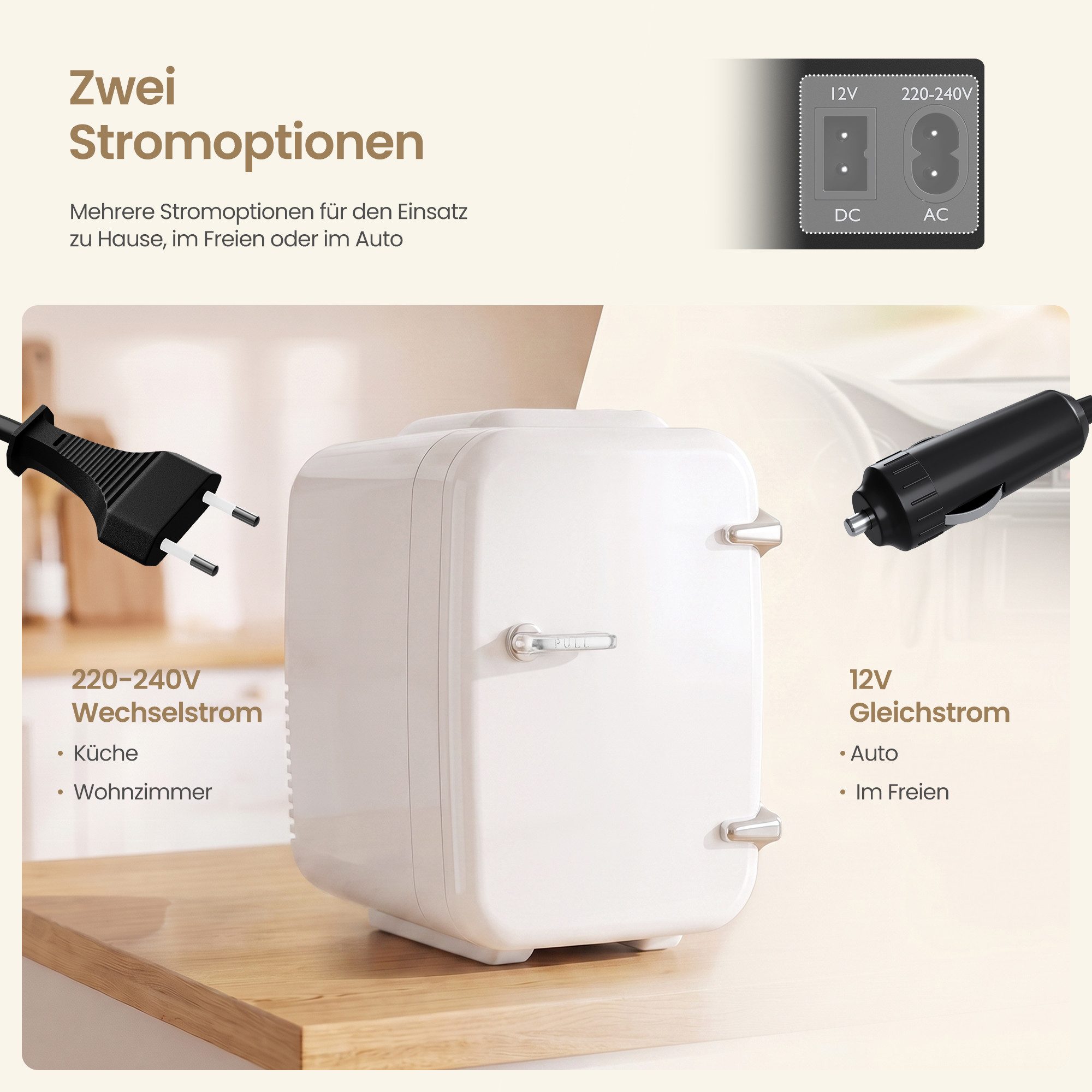 SONGMICS Elektrische Kühlbox Mini Getränkekühlschrank mit Kühl- und Heizfunktion, Tragbarer Mini mit Kühl- und Heizfunktion – Bild 5 von 5