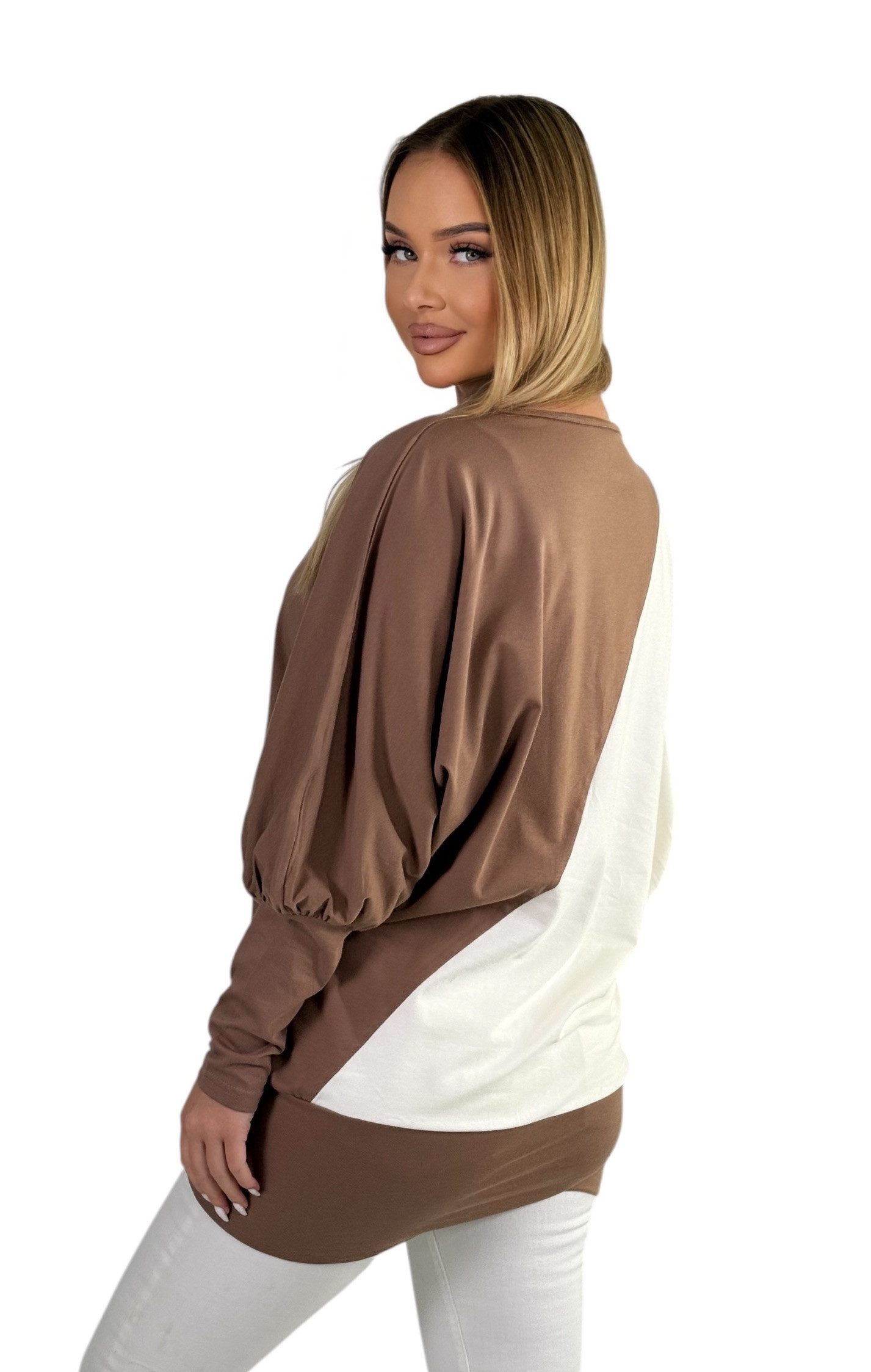 Mississhop Langarmshirt Bluse Tunika Longshirt mit Fledermausärmeln M.KIng – Bild 3 von 5