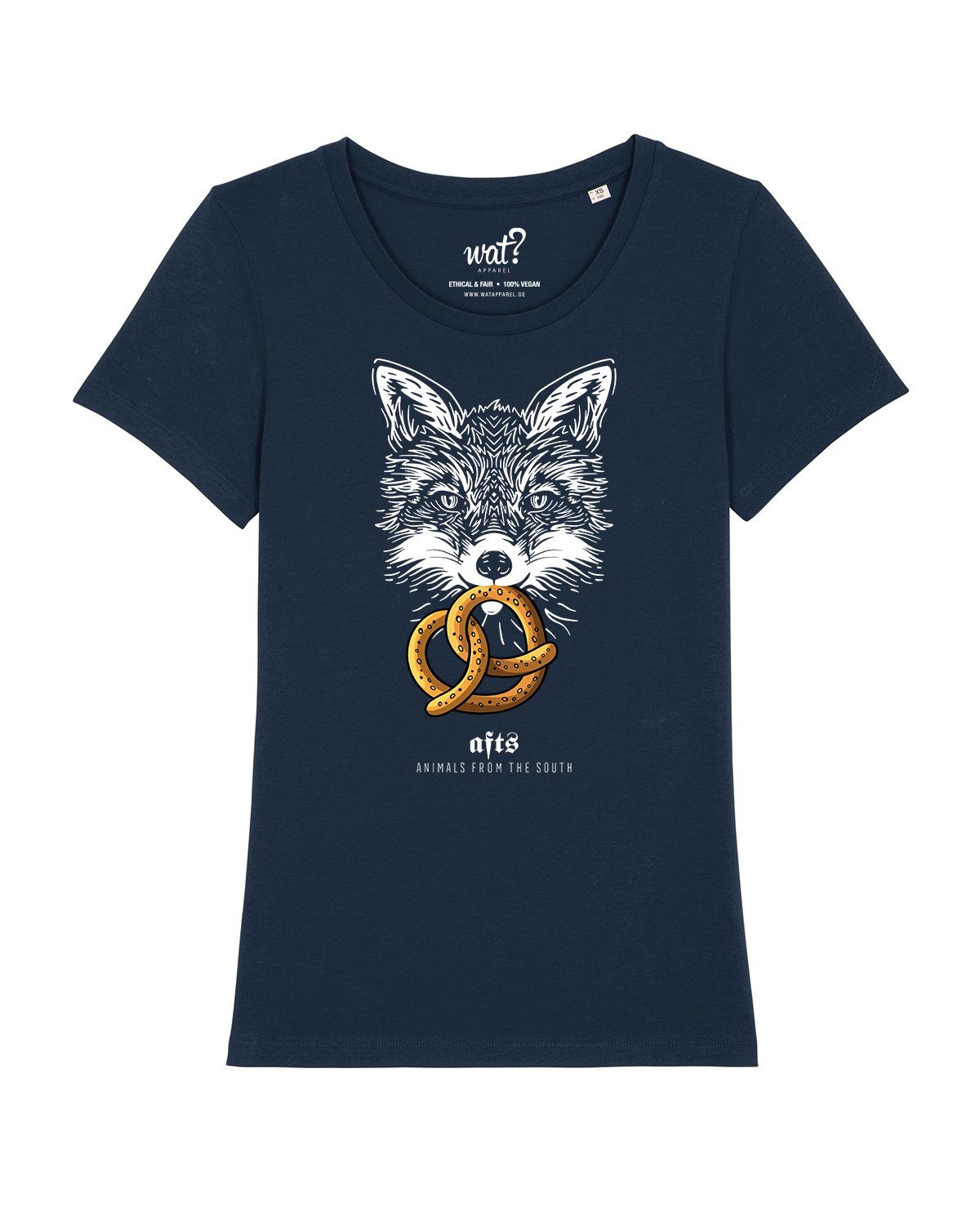 dunkelblau (1-tlg) Print-Shirt Fuchs [#afts] Apparel wat?