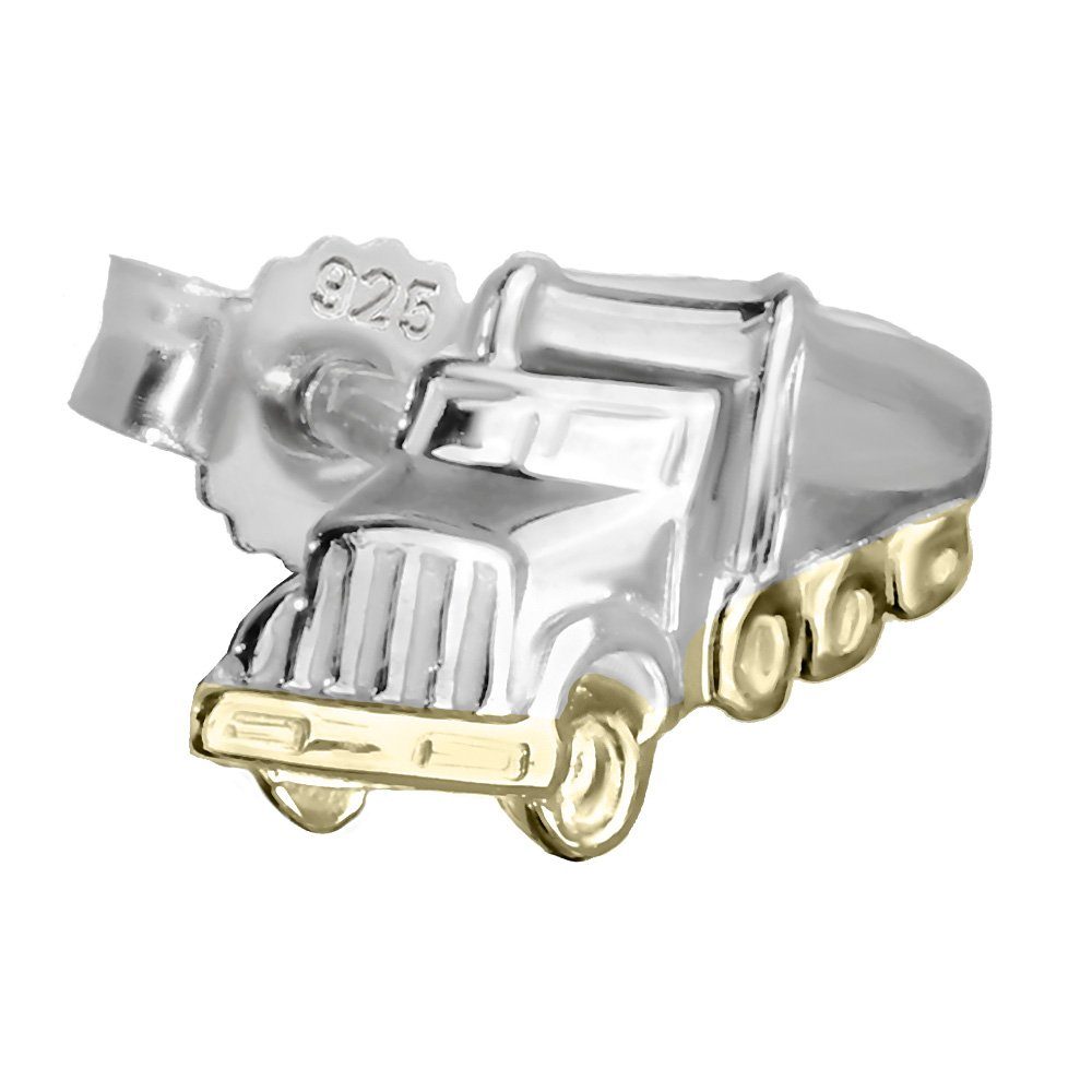 Single-Ohrstecker Einzelohrstecker Lkw Truck 925 Silber rhodiniert B