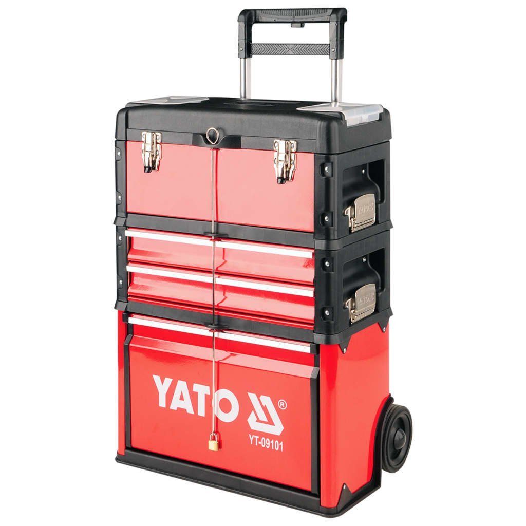 Yato Werkzeugbox Werkzeugtrolley mit 3 cm Schubladen 52x32x72