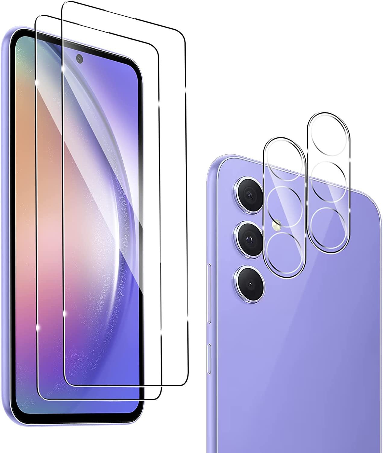 MSM Displayschutzglas 2X Schutzglas (Display + Kamera) für Samsung Galaxy A54 5G Panzerfolie