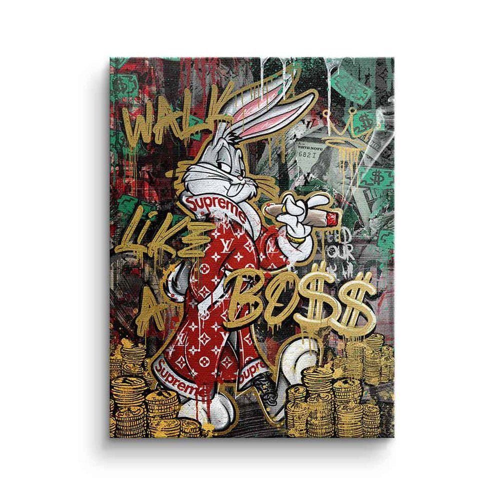 DOTCOMCANVAS® Leinwandbild, Leinwandbild limitiert Pop Art WALK LIK€ A BO$$ Motiv mit premium Rahm
