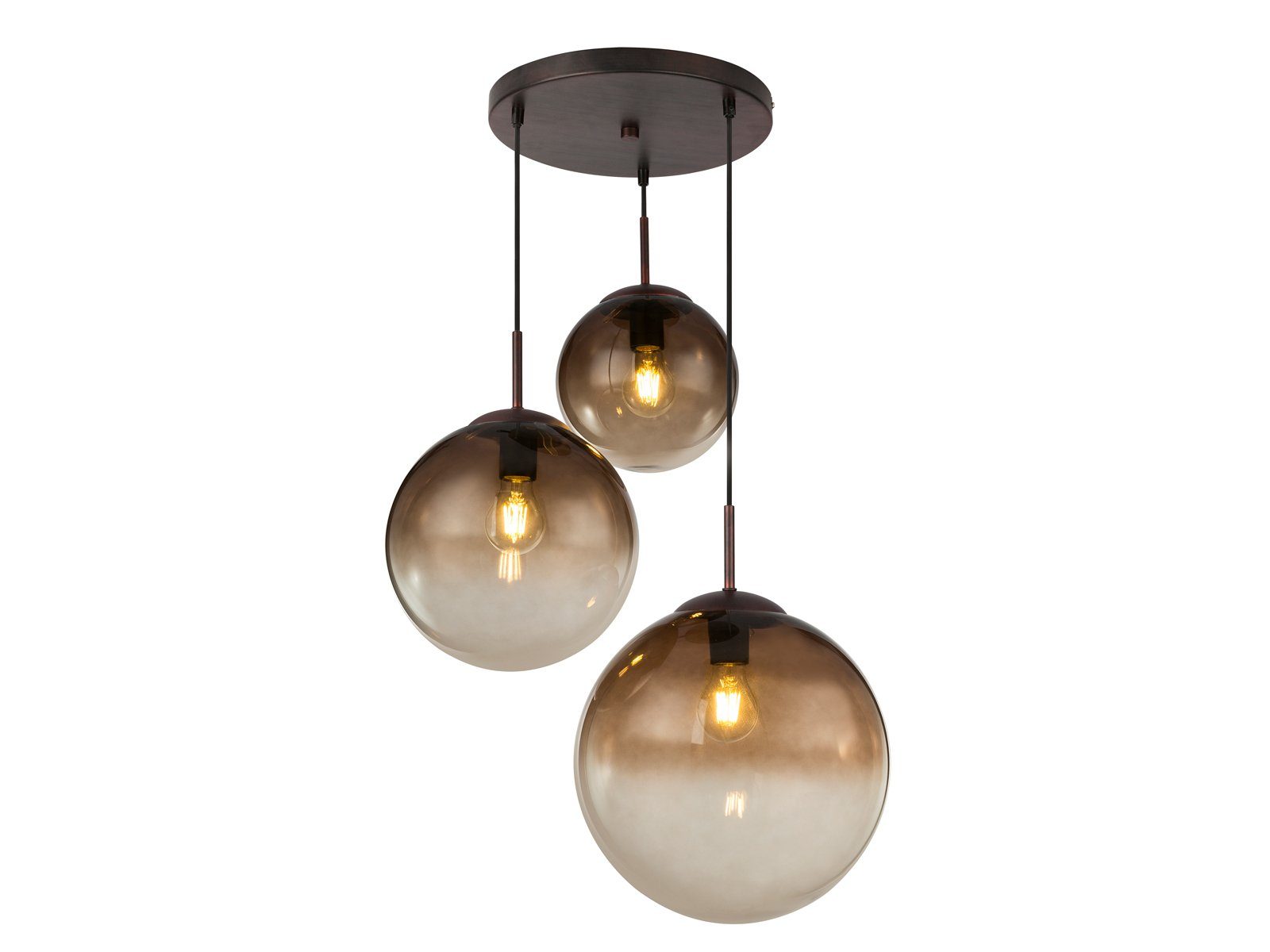 warmweiß, mehrere meineWunschleuchte Glas-kugeln Amber Treppenhaus mehrflammig Ø51cm wechselbar, LED Designerlampe Pendelleuchte, modern LED