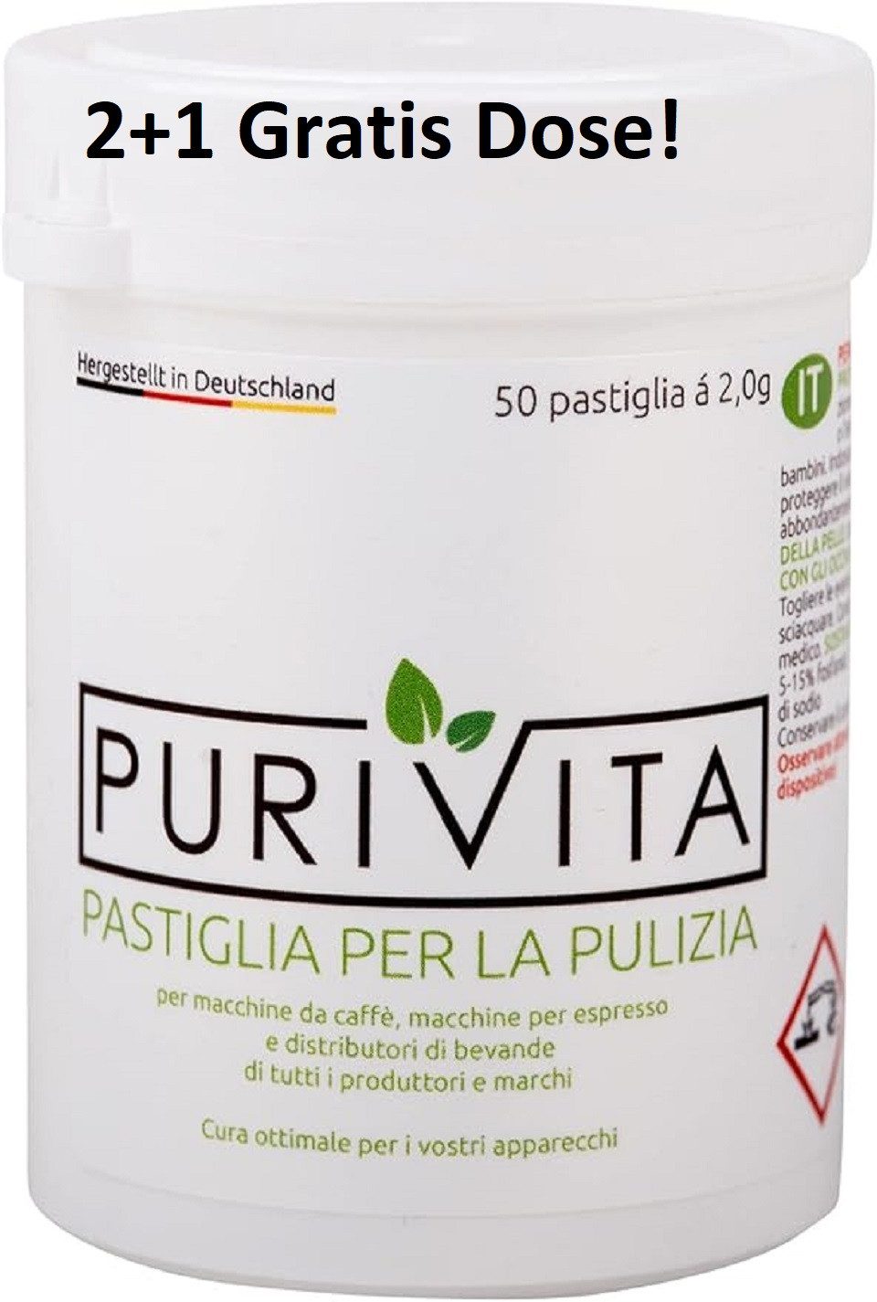 Purivita 2-Phasen REINIGUNGSTABLETTEN Kaffeevollautomaten 50 Tabs 2-Phasen 2-Phasen-Reinigungstabletten (150-St)