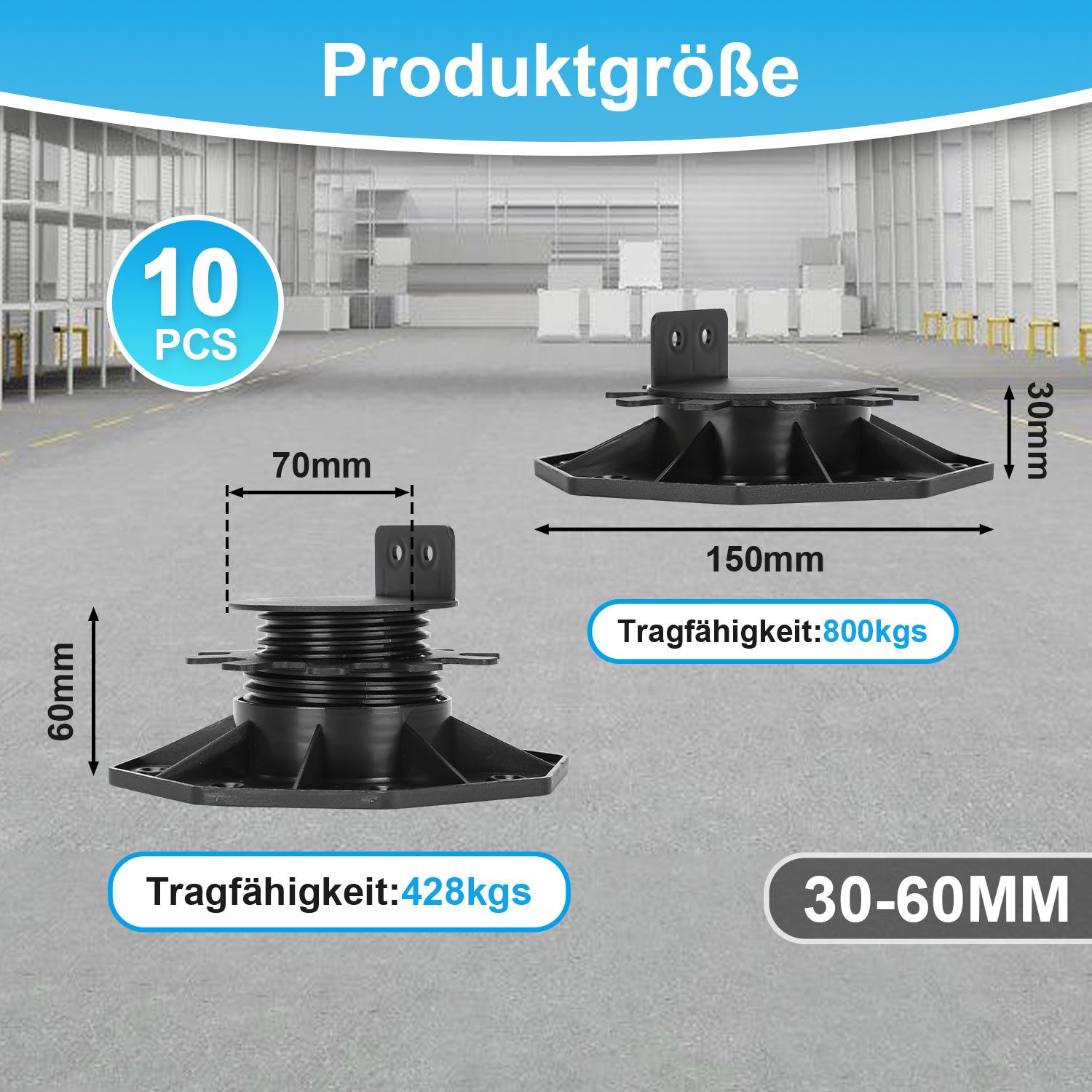Clanmacy Holzfliesen 30-60mm Stelzlager WPC Terrassenlager günstig online kaufen