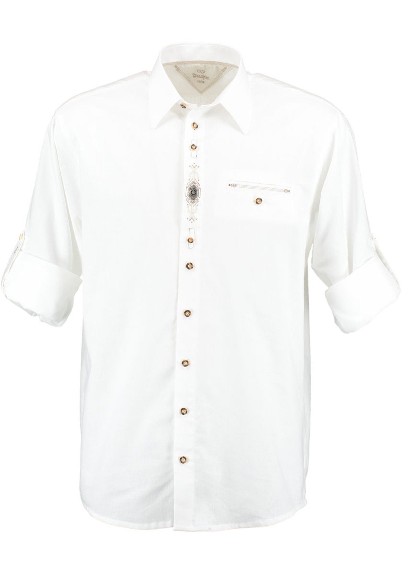 Knopfleiste Langarmhemd Ticat OS-Trachten und mit auf Trachtenhemd der Zierteil Stickerei