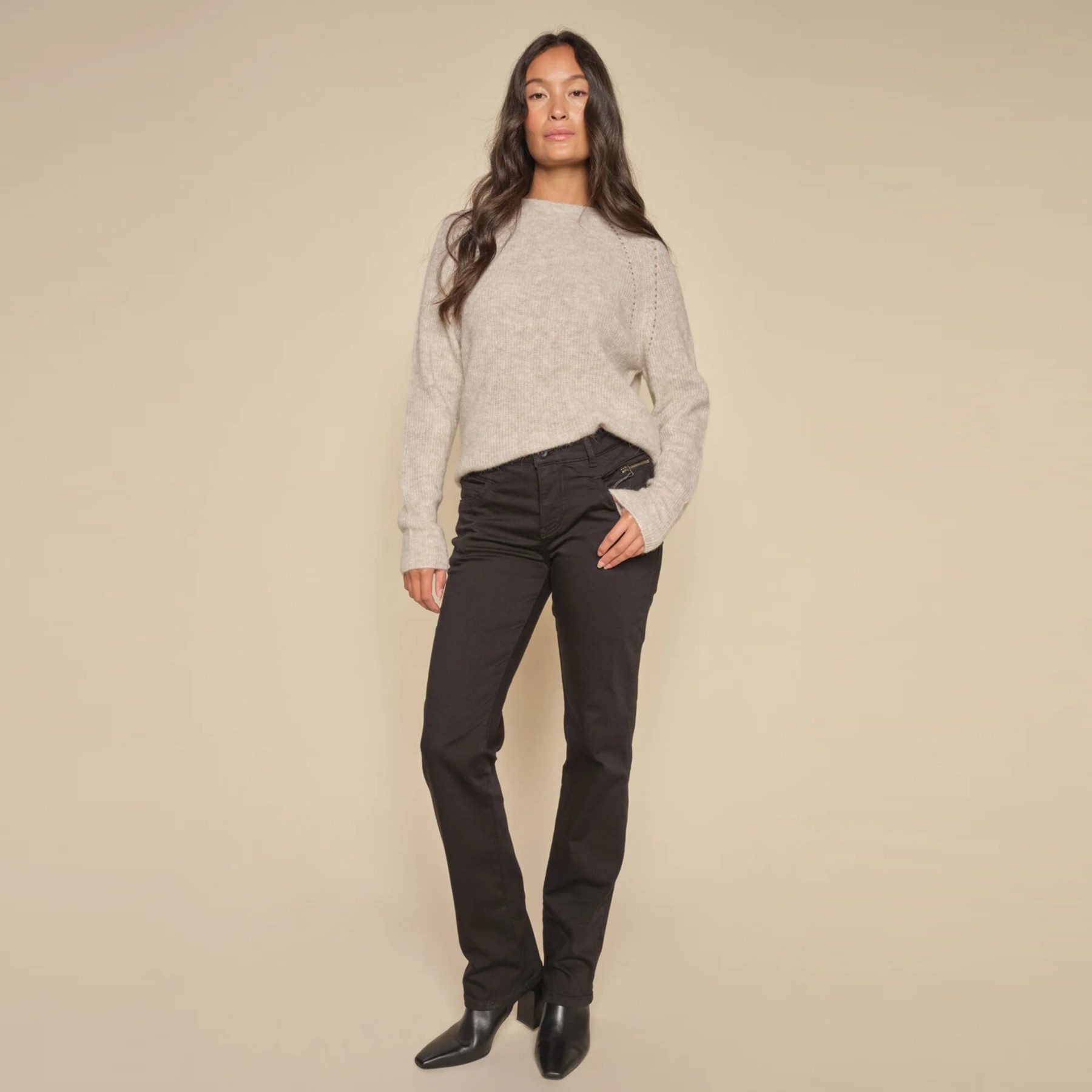 Mos Mosh Strickpullover MOS MOSH Pullover TAMMY THORA mit Alpaka - Feather Gray