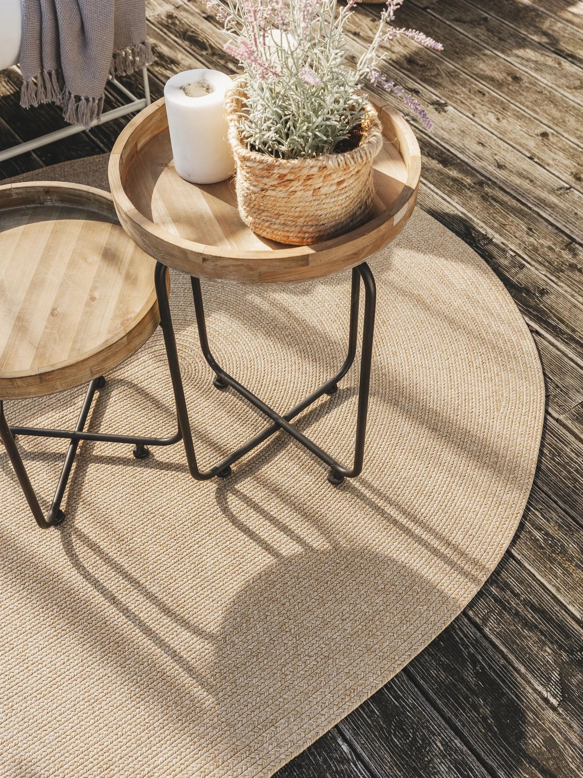 benuta Outdoorteppich Nandi, oval, Höhe: 5 mm, In- & Outdoorteppich, Robust für Garten, Terrasse, Balkon, Küche