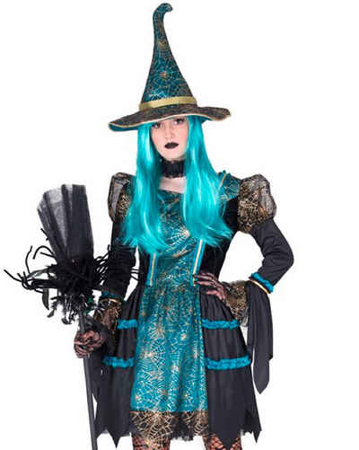 Das Kostümland Hexen-Kostüm Hexe Petrol Patty Kostüm für Damen - Kurz, Hexenk