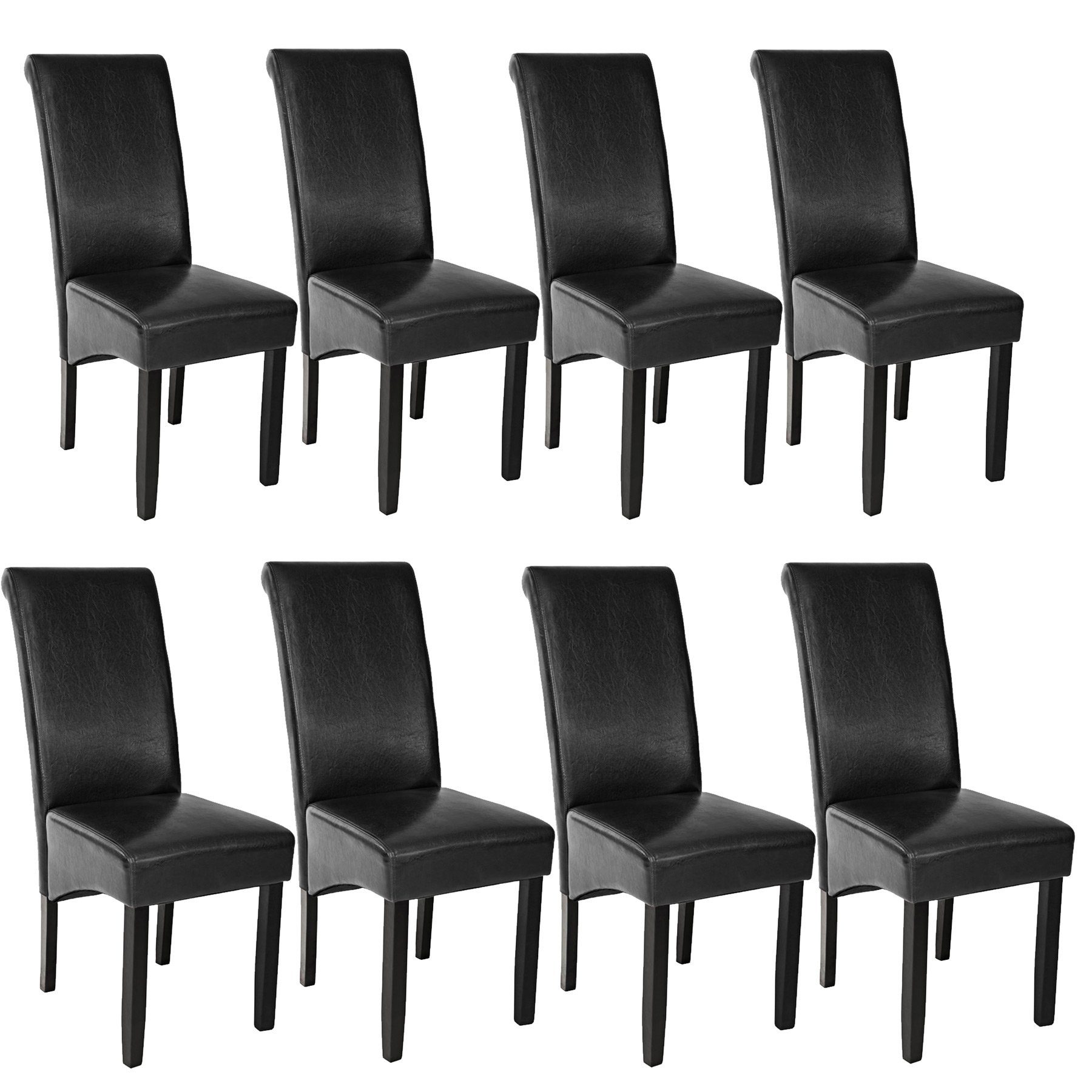 8 (8er, tectake massives Esszimmerstuhl St), Gepolstert 8 schwarz Esszimmerstühle, ergonomisch, Hartholz