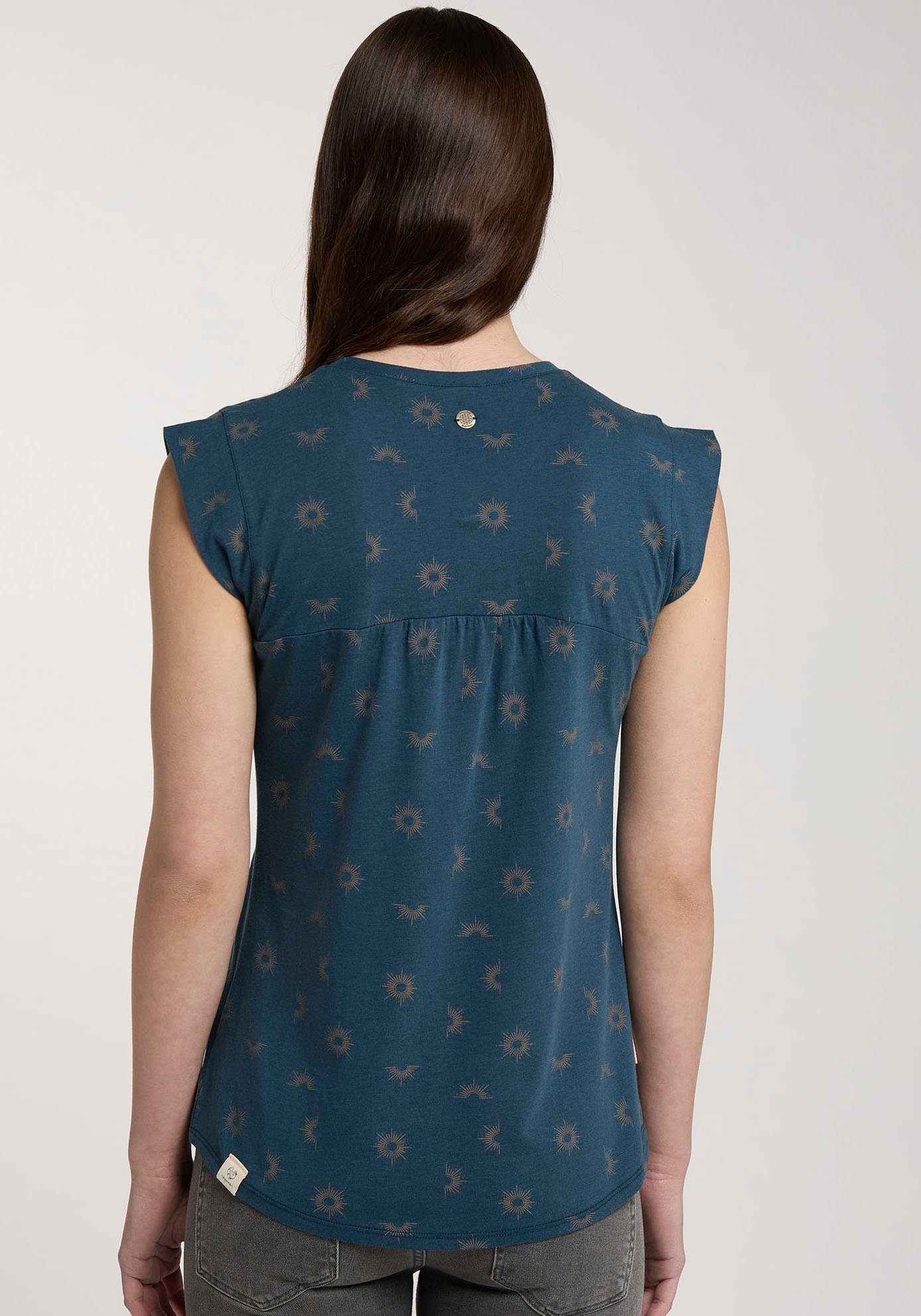 ORGANIC ZOFKA in Kurzarmshirt Allover-Sunshine-Print PETROL stylischem Ragwear